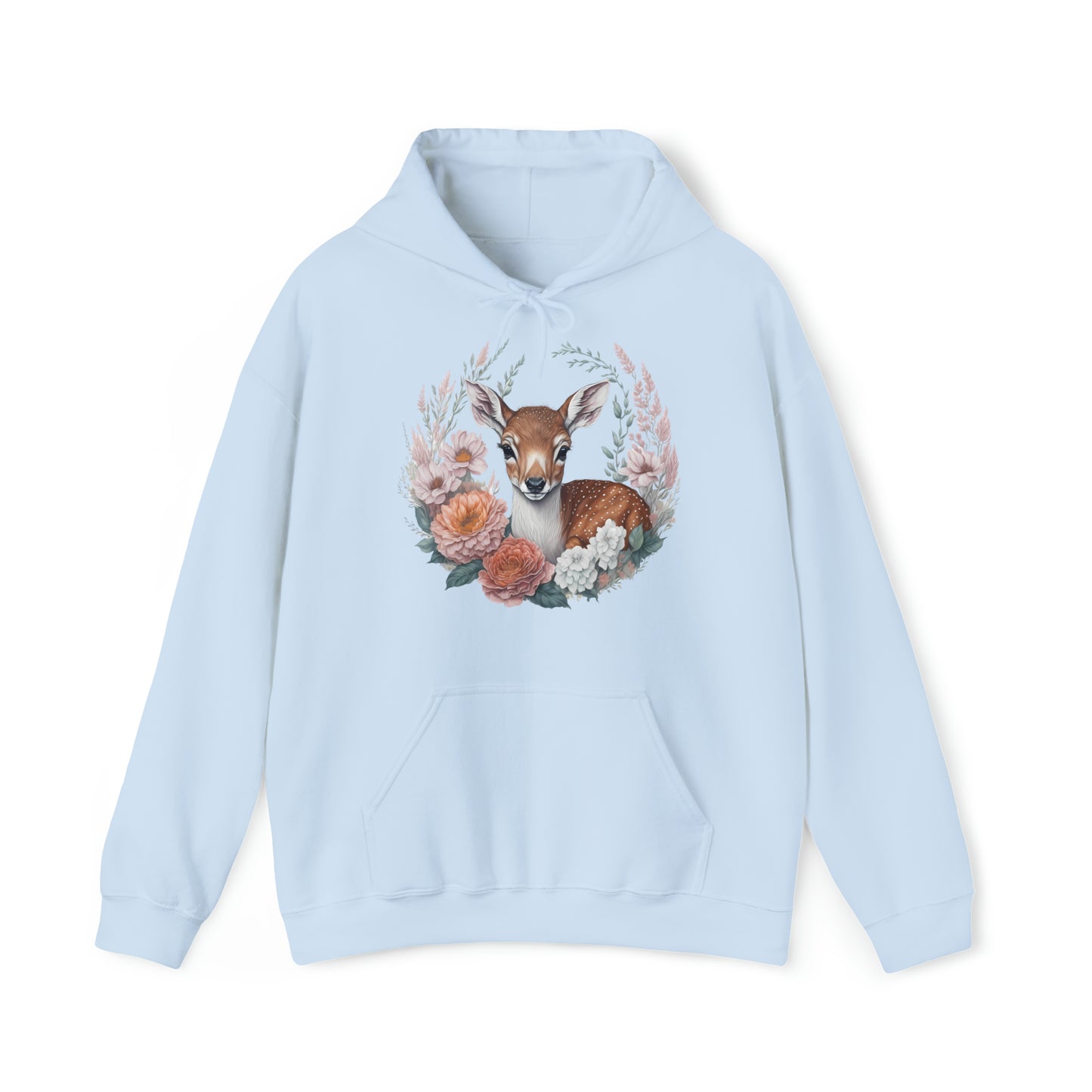 Unisex Hoodie Rehkitz und Blumen