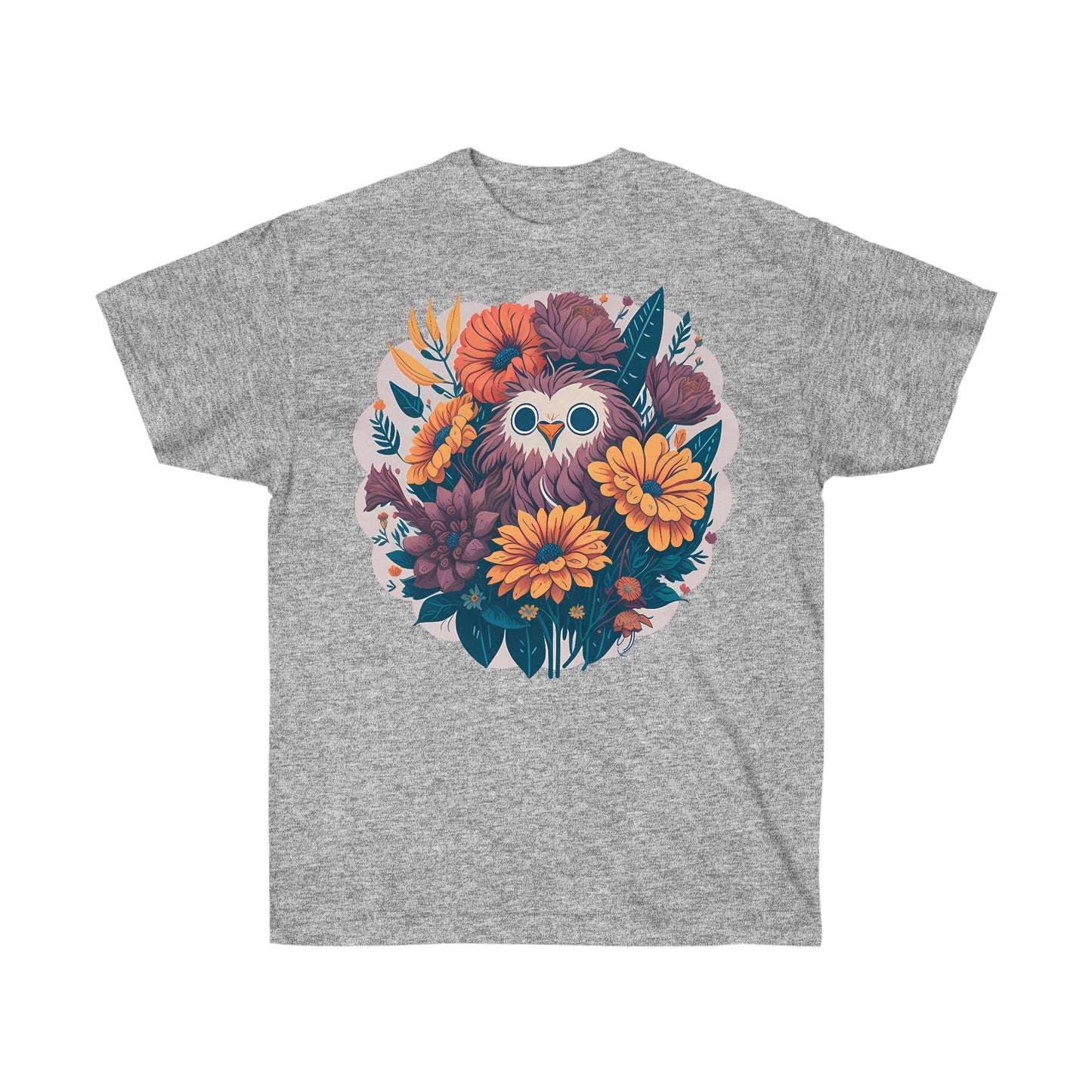Unisex T-Shirt Blumen Eule