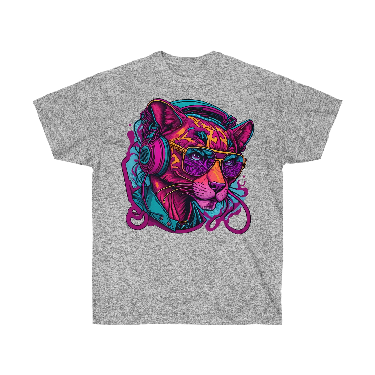 Unisex T-Shirt Pink Panther mit Kopfhörern und Sonnenbrille