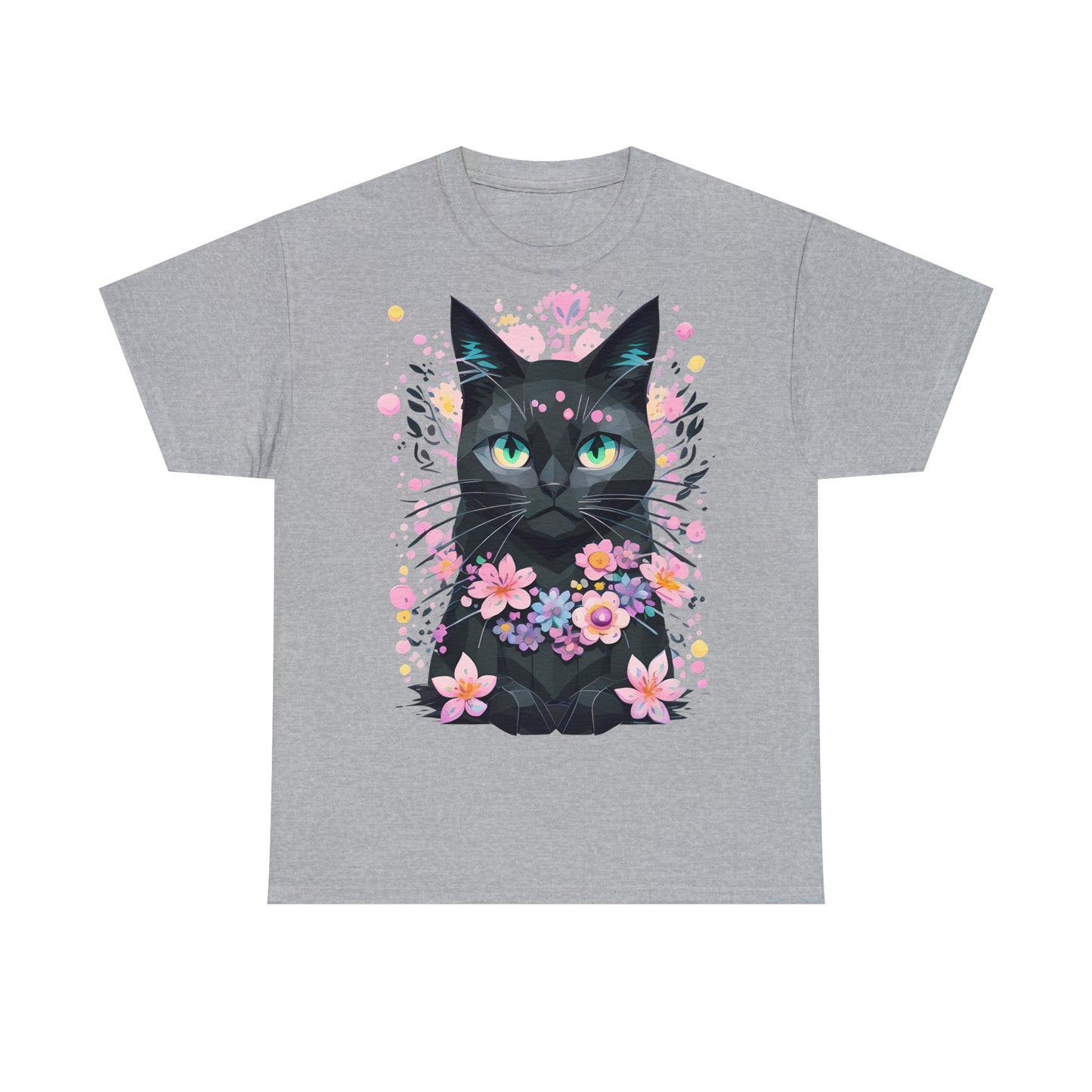 Unisex T-Shirt Grumpy Cat mit Blumen