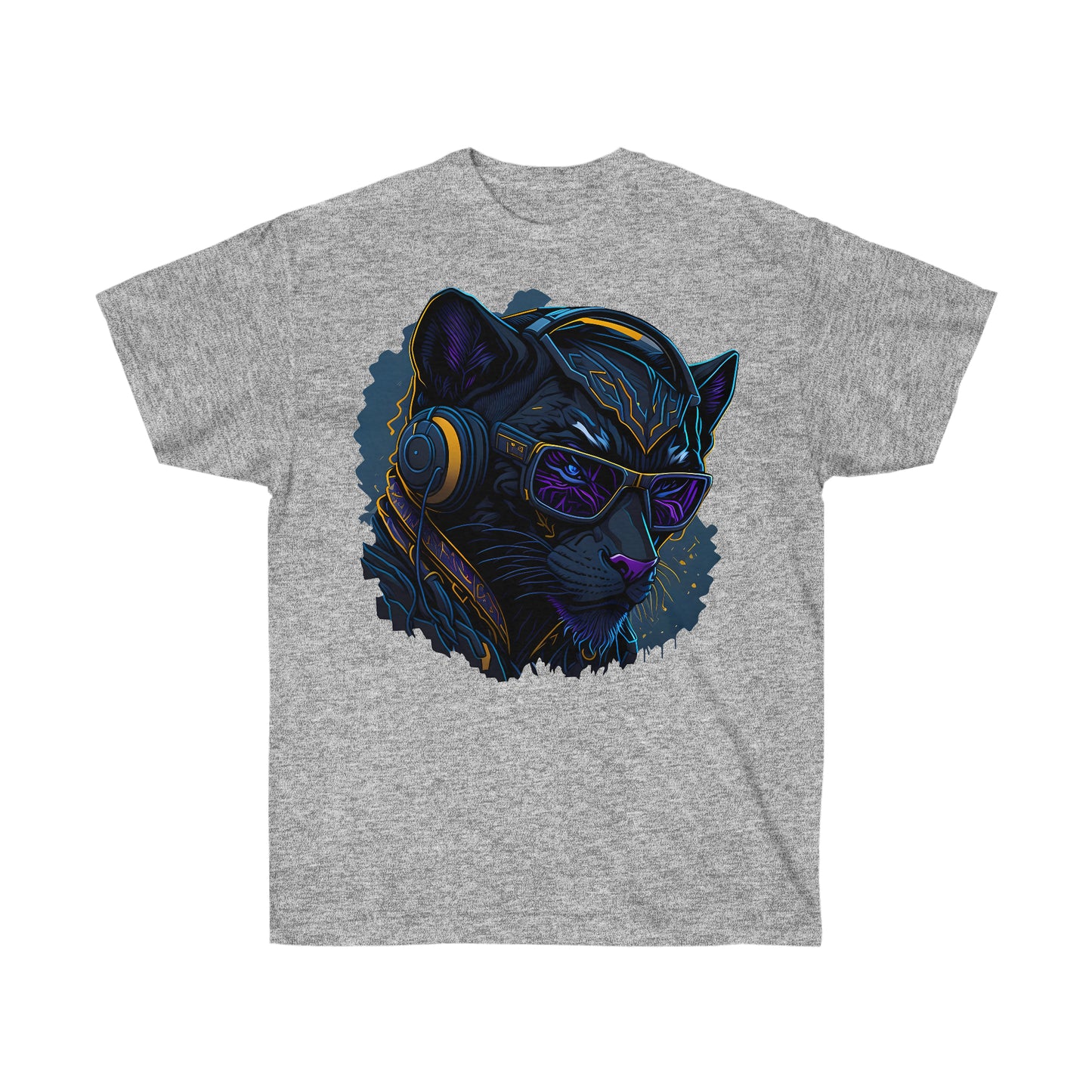 Unisex T-Shirt Black Panther mit Kopfhörern und Sonnenbrille