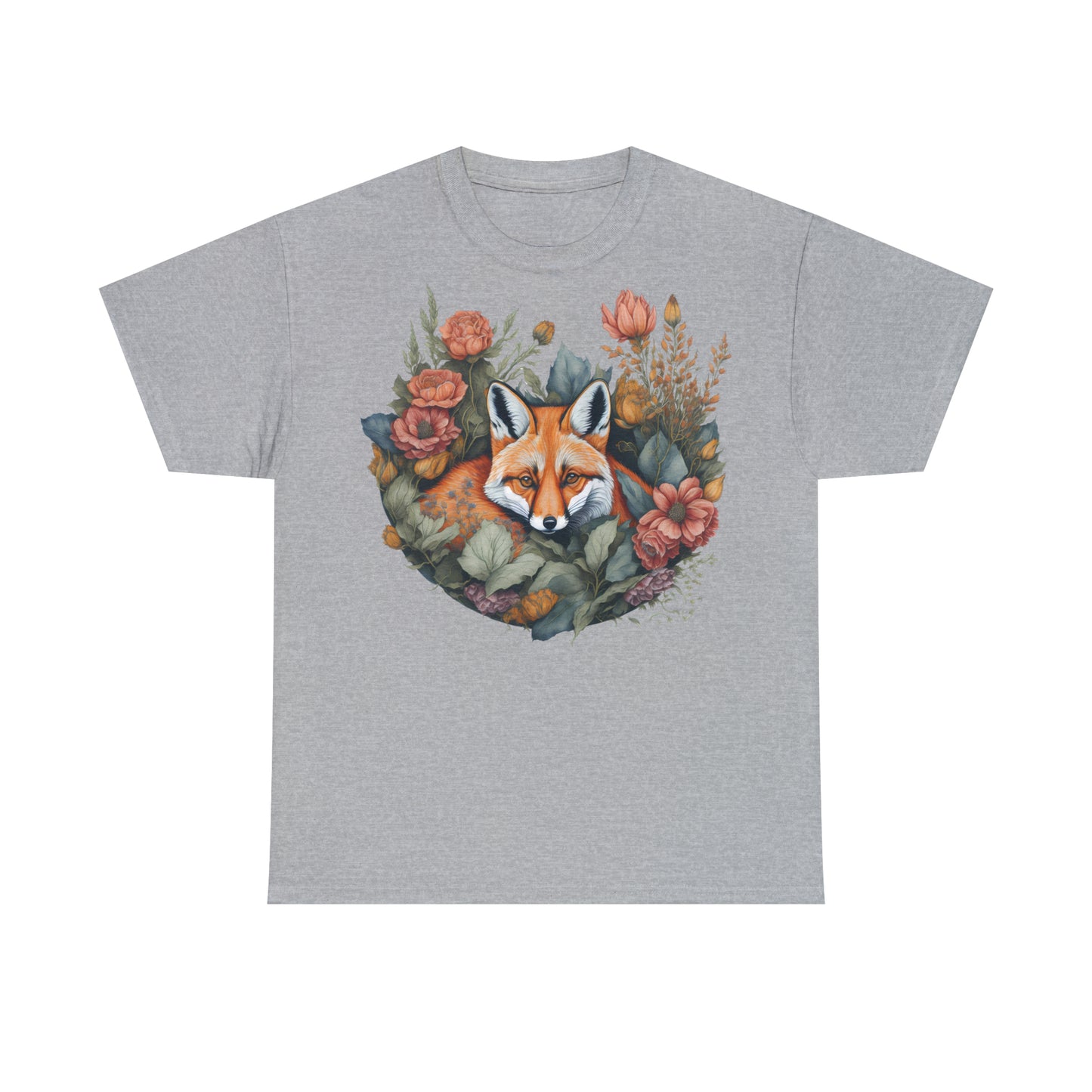 Unisex T-Shirt Fuchs und Blumen boho