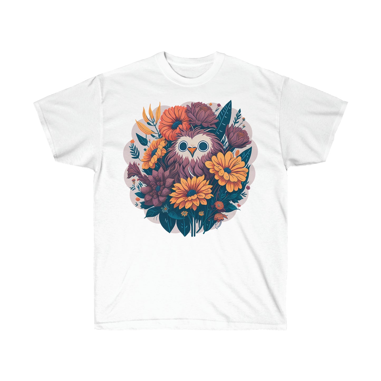 Unisex T-Shirt Blumen Eule