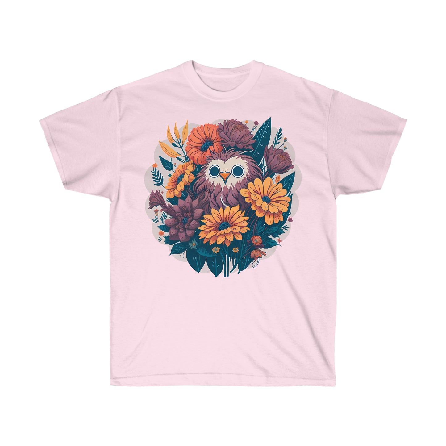 Unisex T-Shirt Blumen Eule