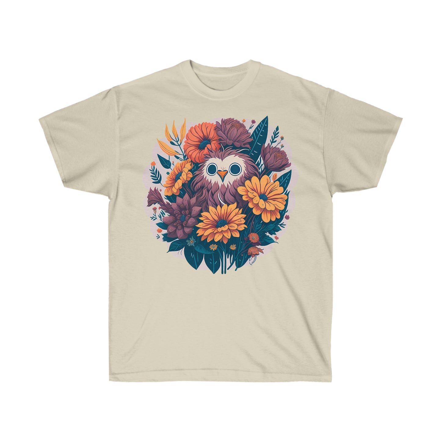 Unisex T-Shirt Blumen Eule