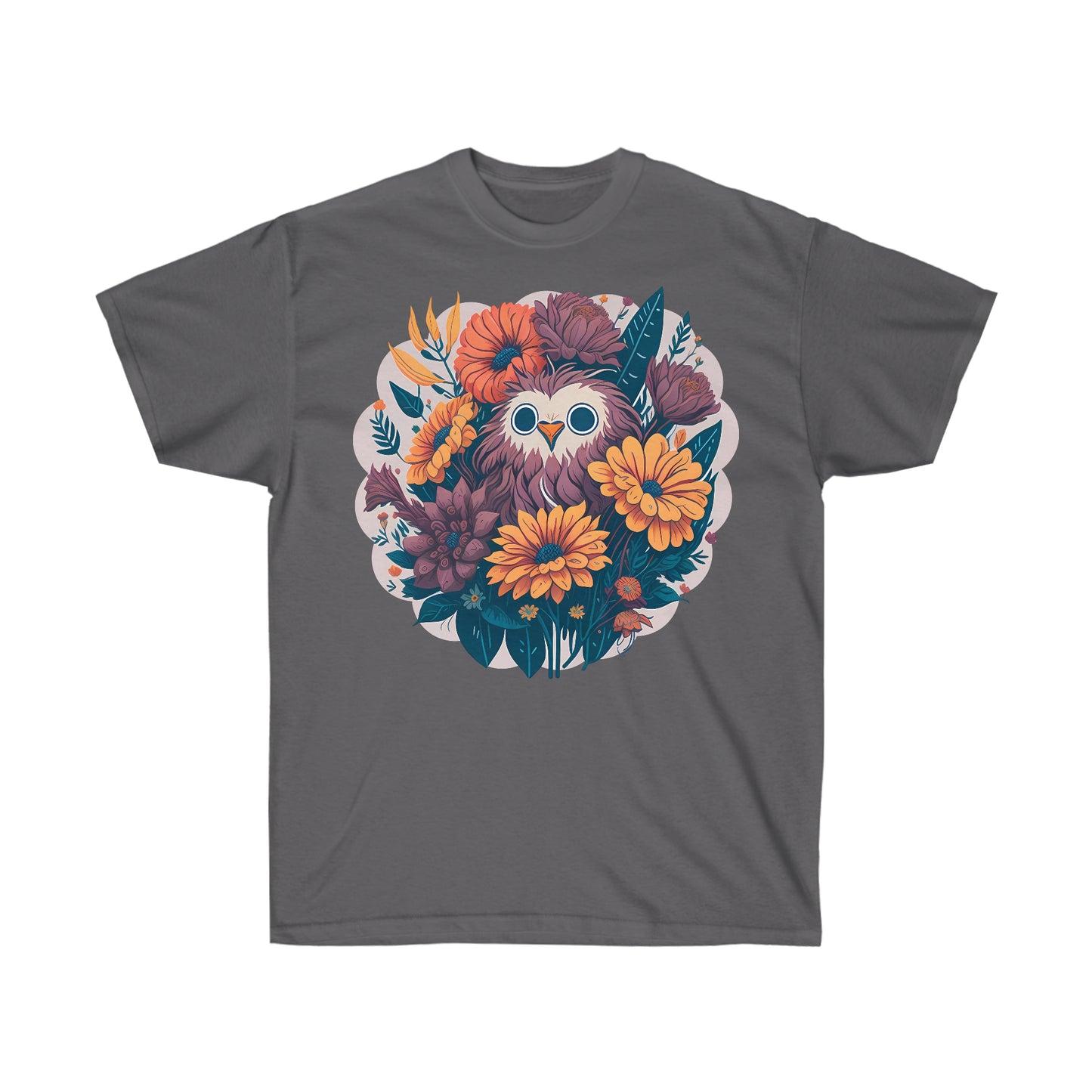 Unisex T-Shirt Blumen Eule