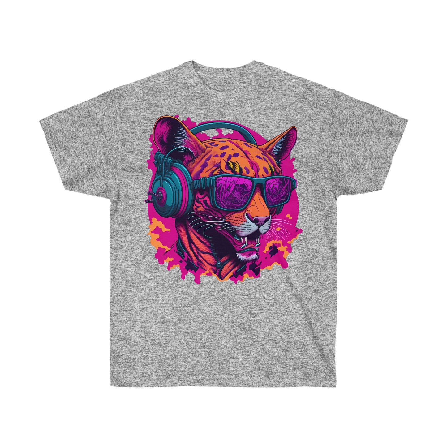 Unisex T-Shirt Pink Panther mit Kopfhörern und Sonnenbrille