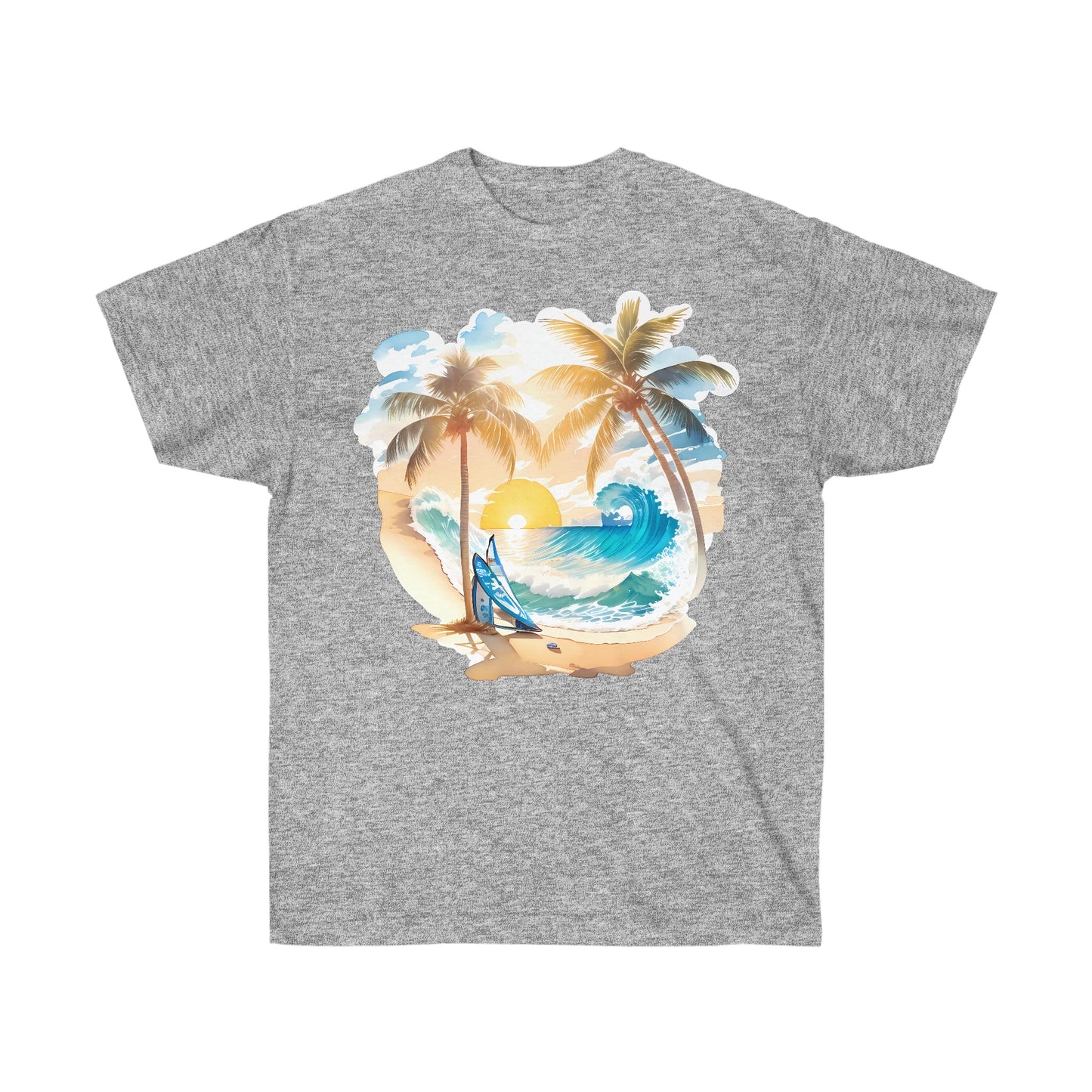 Unisex T-Shirt Surfen am Palmenstrand
