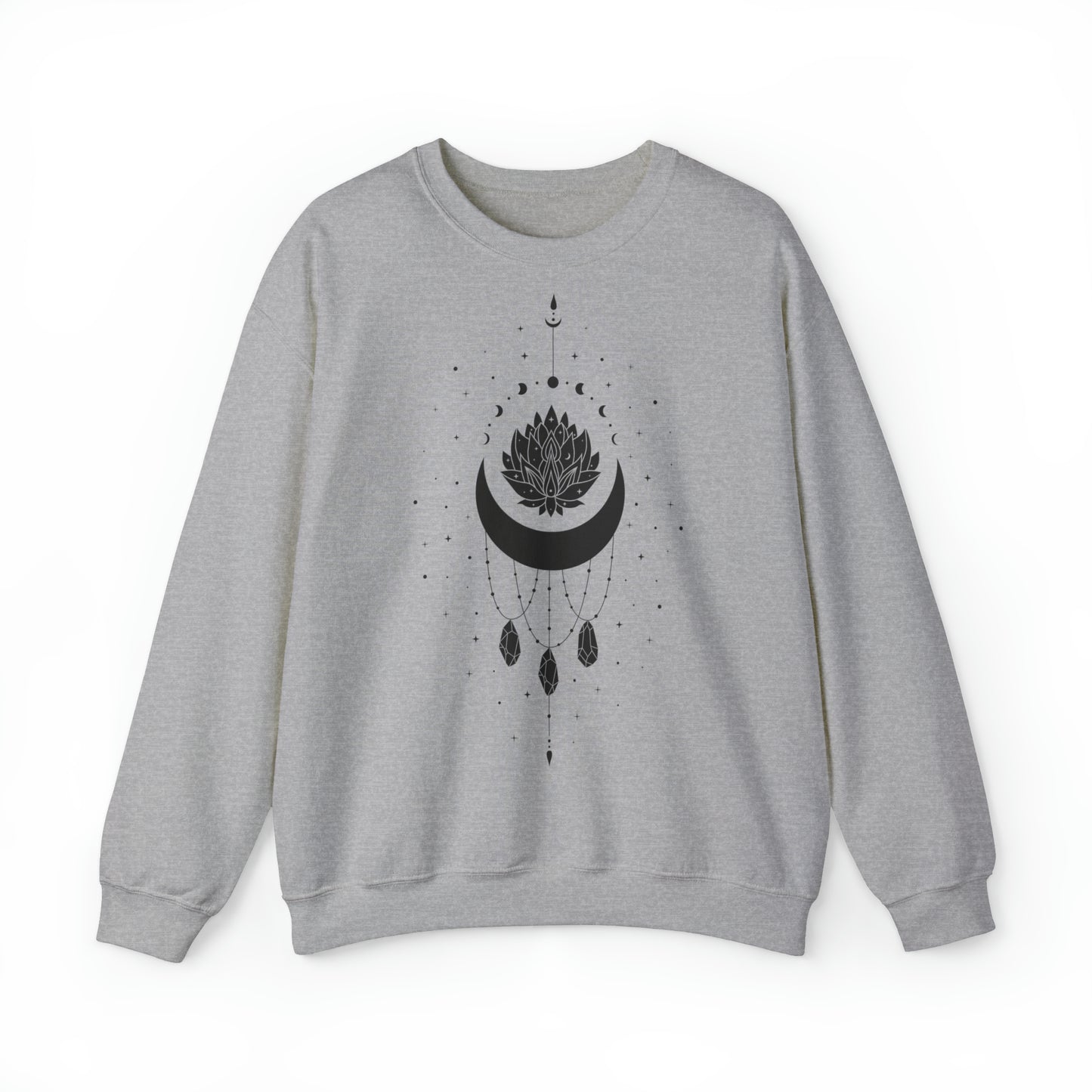 Unisex Sweatshirt Boho Lotos Mond Mondphasen