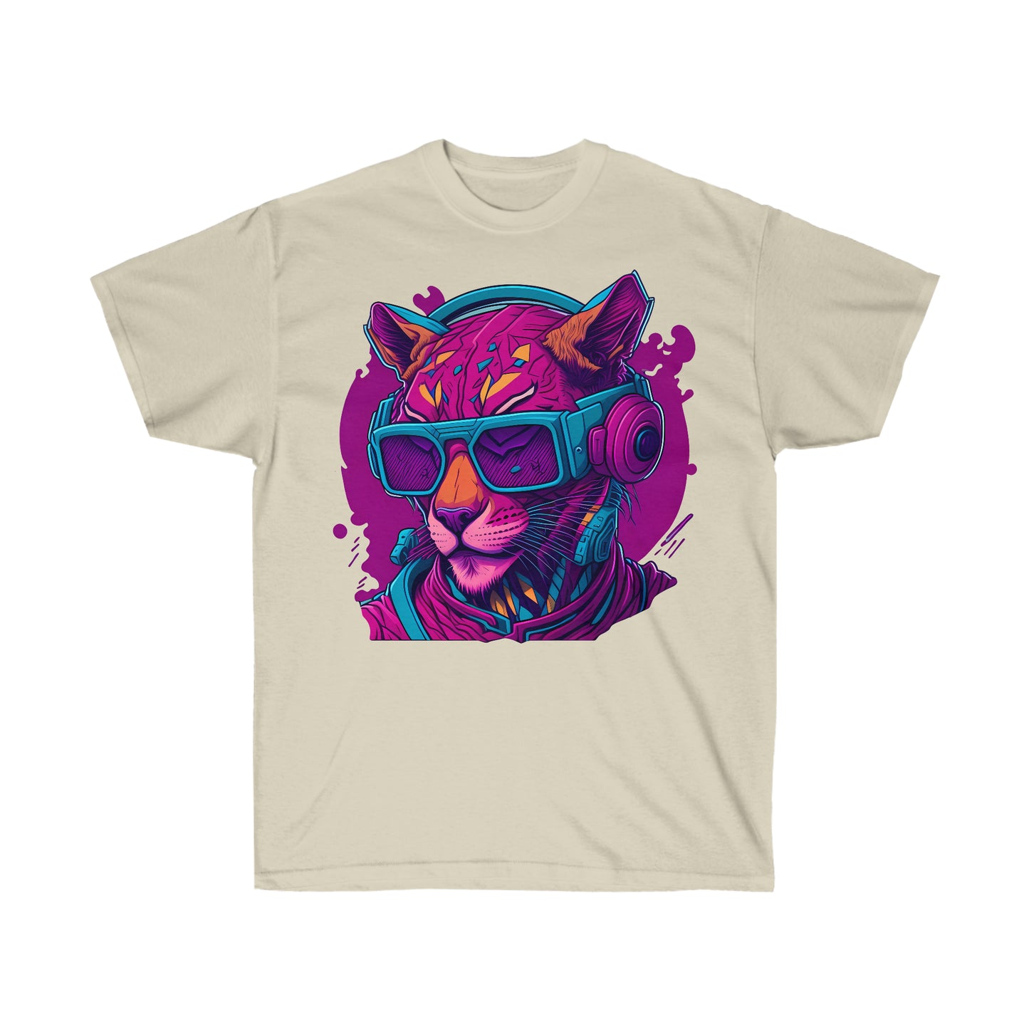 Unisex T-Shirt Pink Panther mit Kopfhörer und Sonnenbrille
