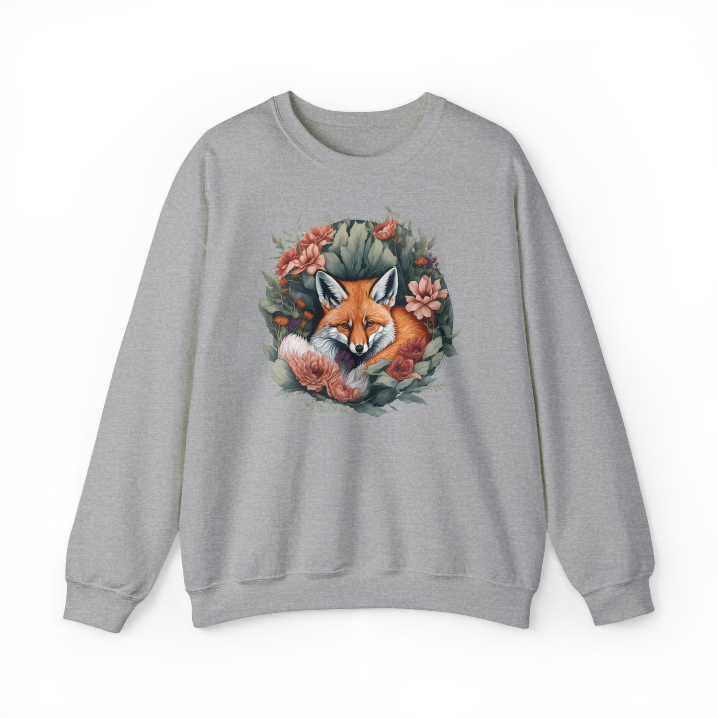Unisex Sweatshirt Fuchs und Blumen