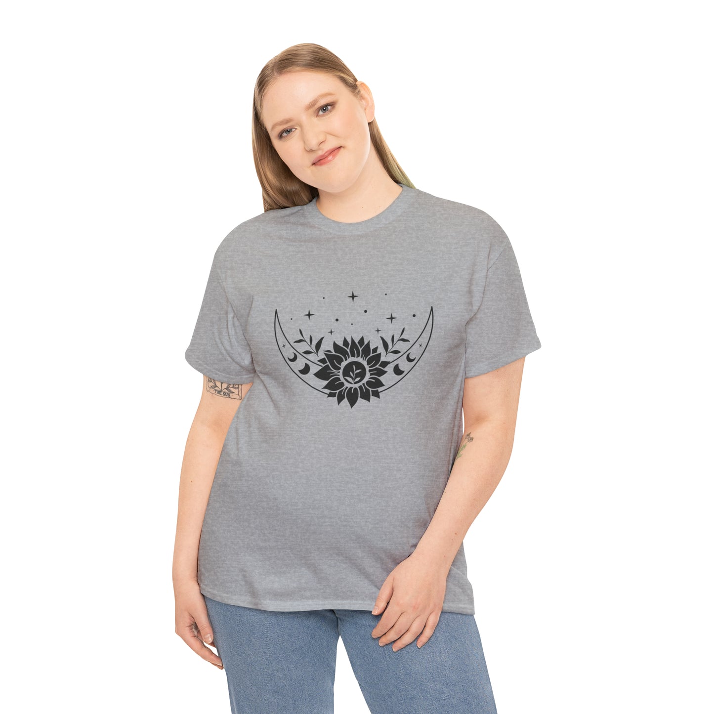 Unisex T-Shirt Boho Sonnenblume Mond Mondphasen