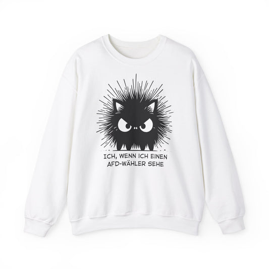 Unisex Sweatshirt wütende schwarze Katze "Ich, wenn ich einen AFD-Wähler sehe"