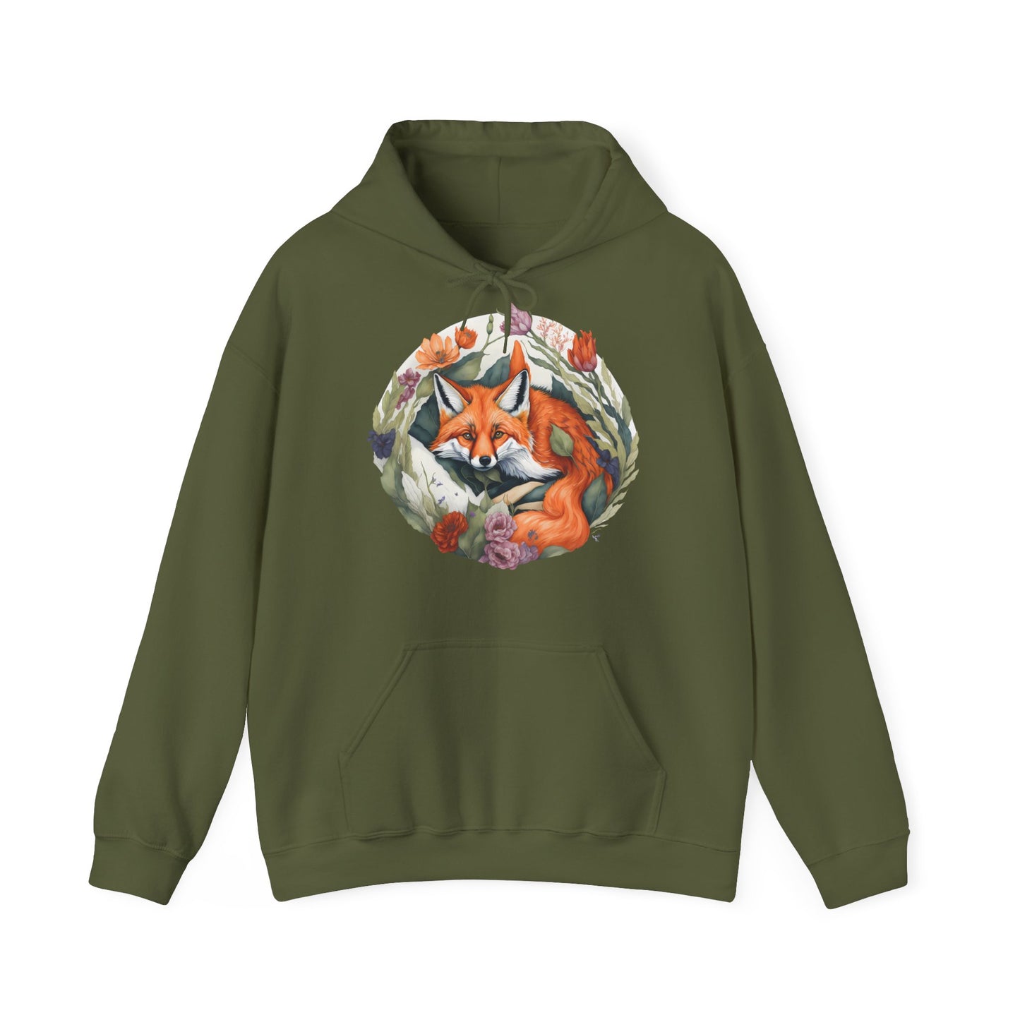 Unisex Hoodie Fuchs und Blumen