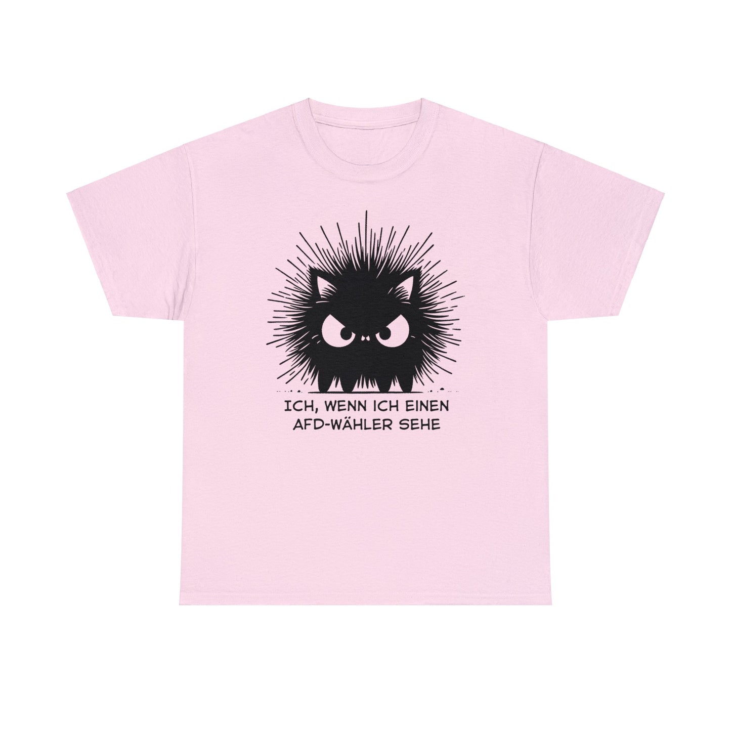 Unisex T-Shirt wütende schwarze Katze "Ich, wenn ich einen AFD-Wähler sehe"