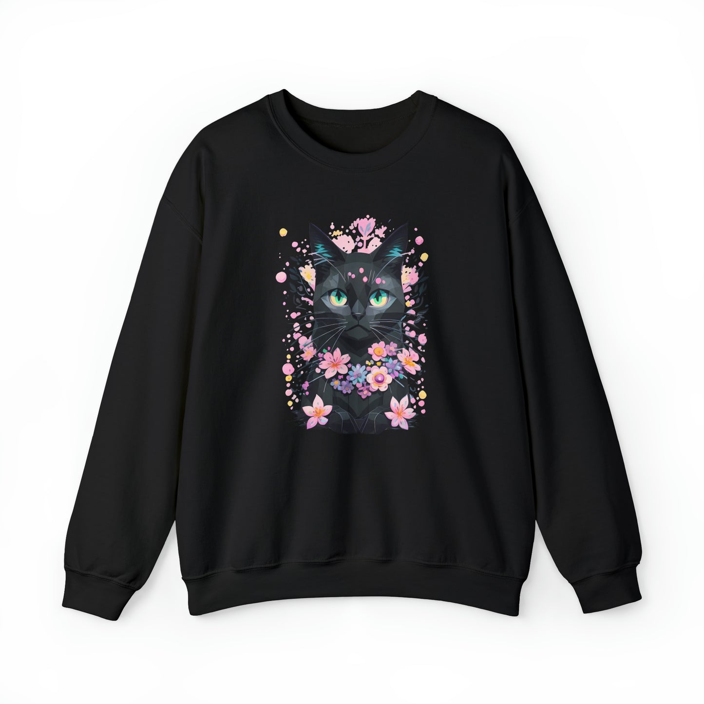 Unisex Sweatshirt Grumpy Cat mit Blumen