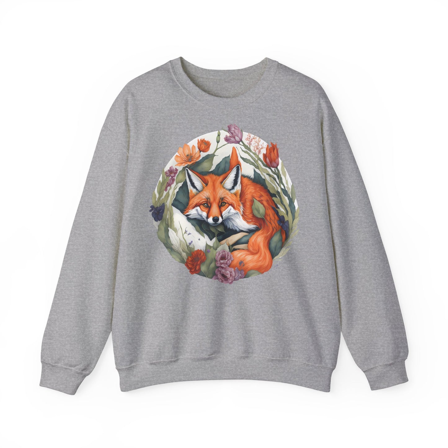 Unisex Sweatshirt Fuchs und Blumen