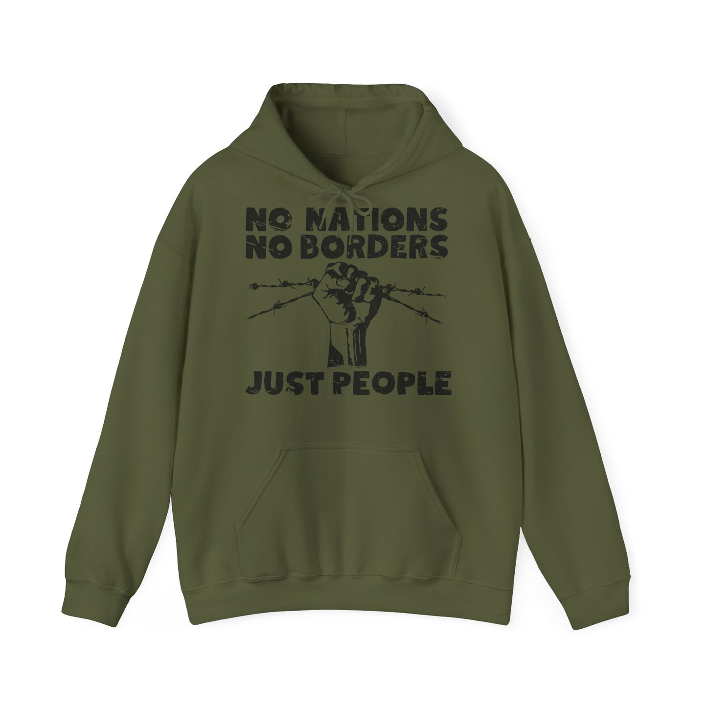 Unisex Hoodie No Nations No Borders Just People