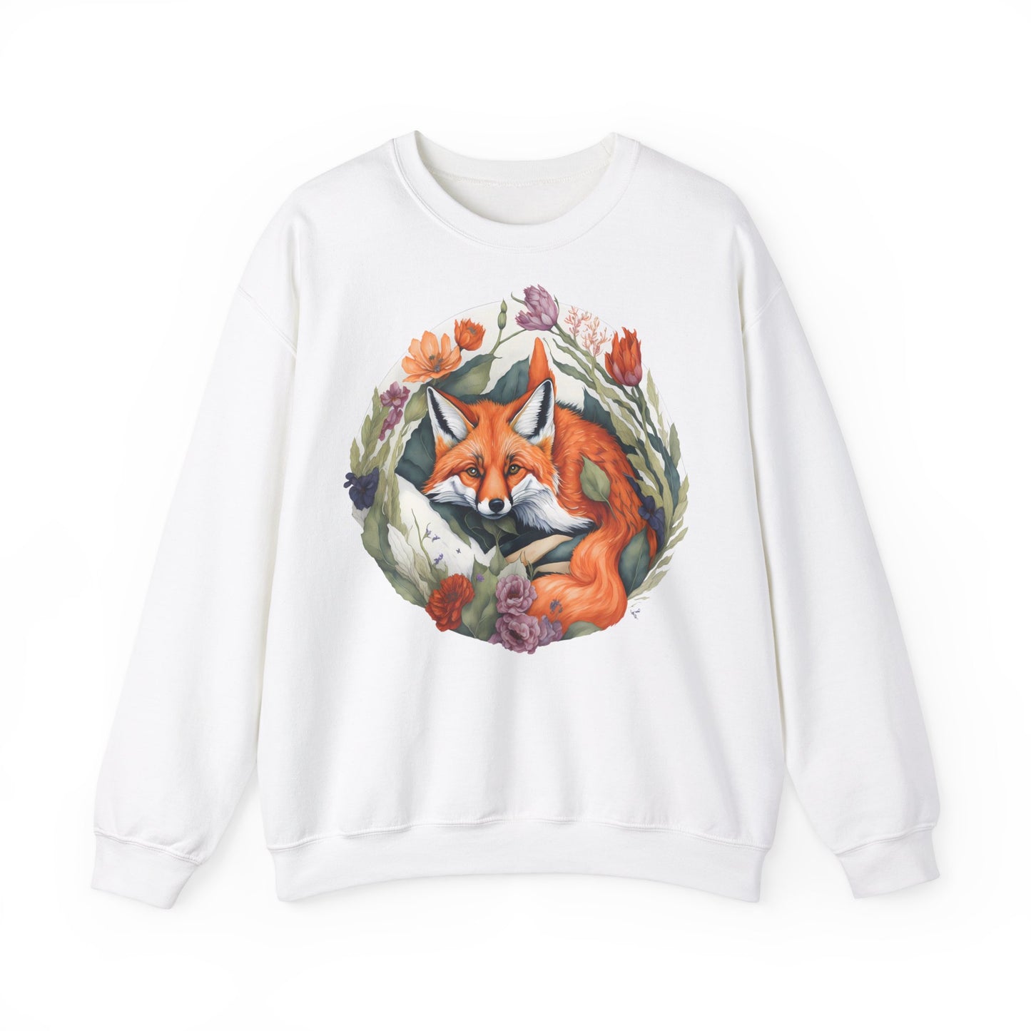 Unisex Sweatshirt Fuchs und Blumen