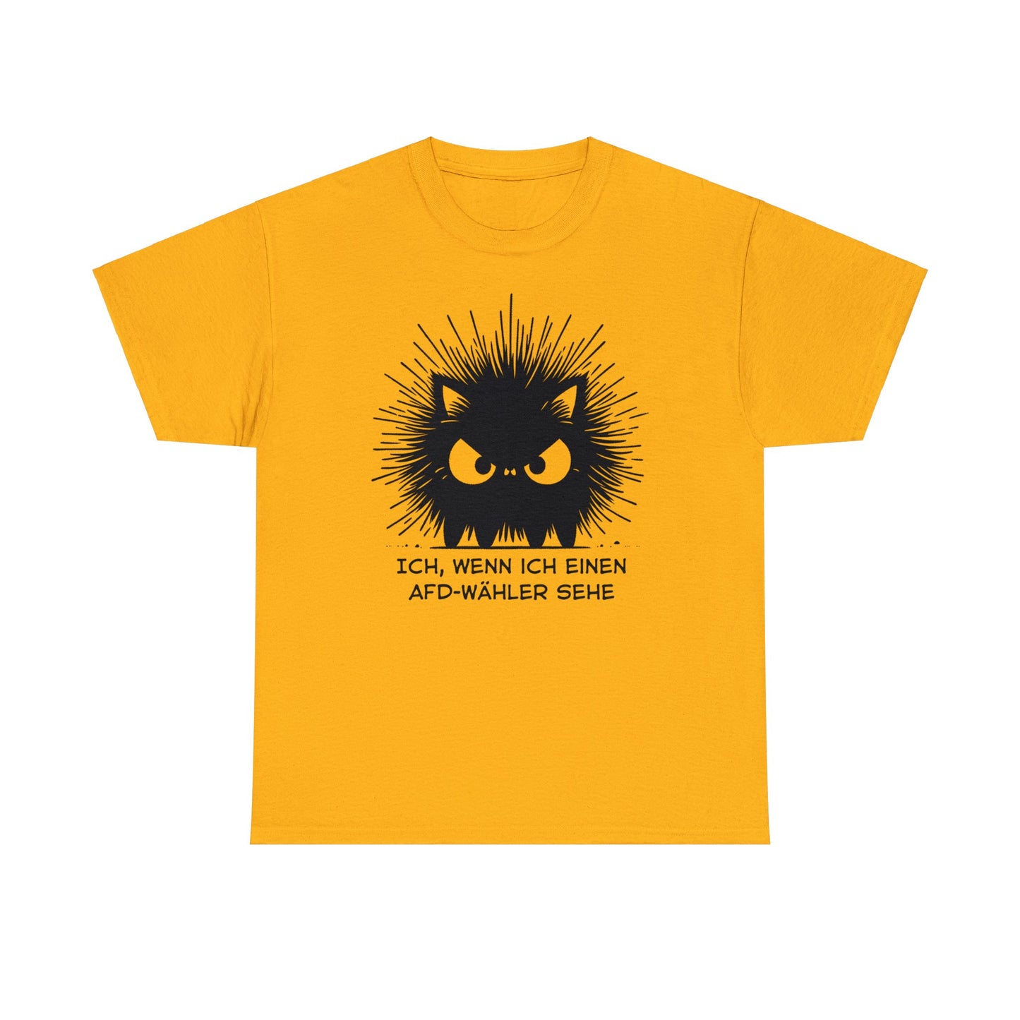 Unisex T-Shirt wütende schwarze Katze "Ich, wenn ich einen AFD-Wähler sehe"