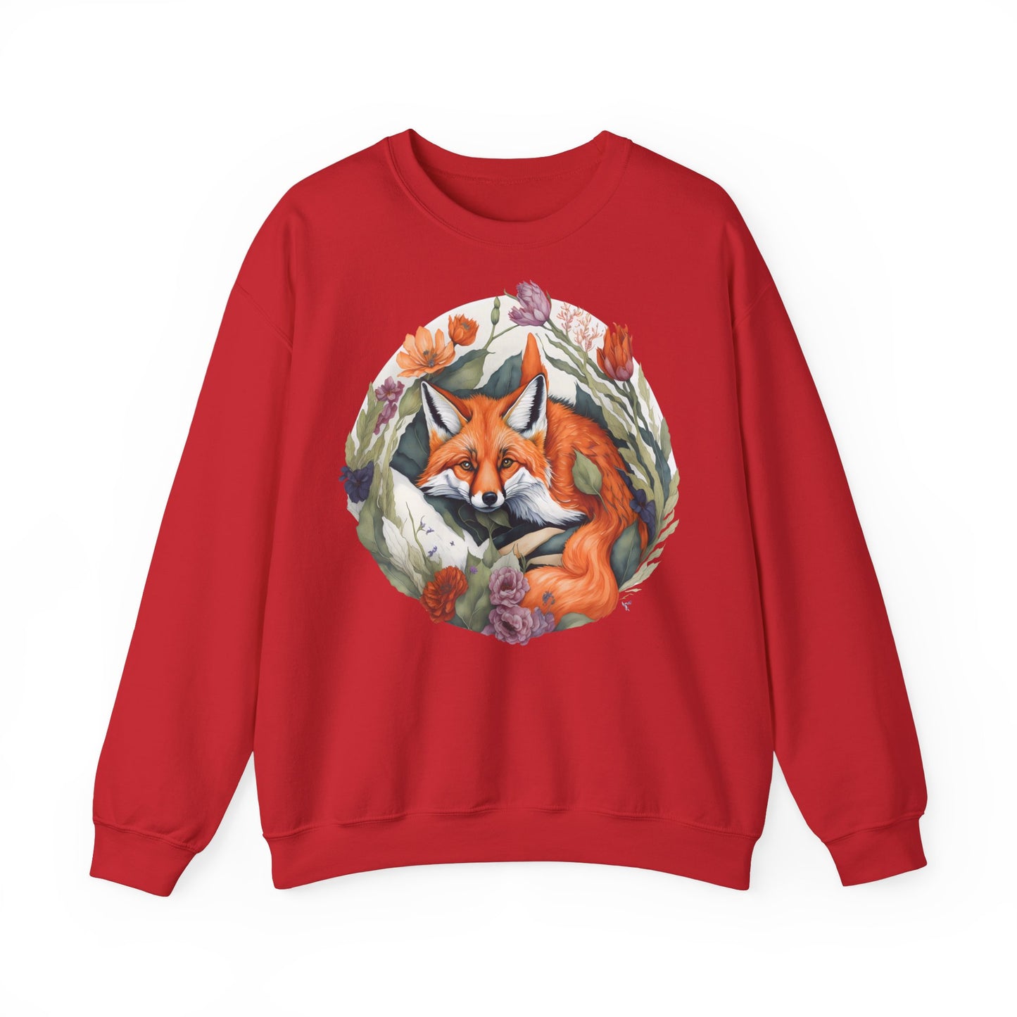 Unisex Sweatshirt Fuchs und Blumen