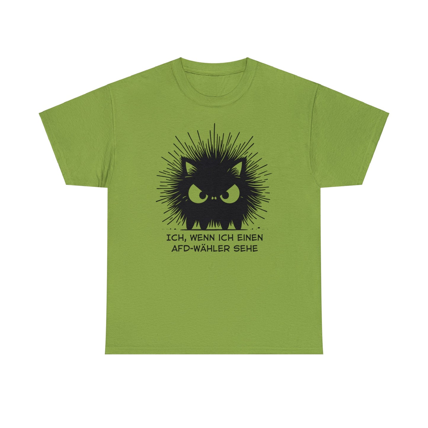 Unisex T-Shirt wütende schwarze Katze "Ich, wenn ich einen AFD-Wähler sehe"