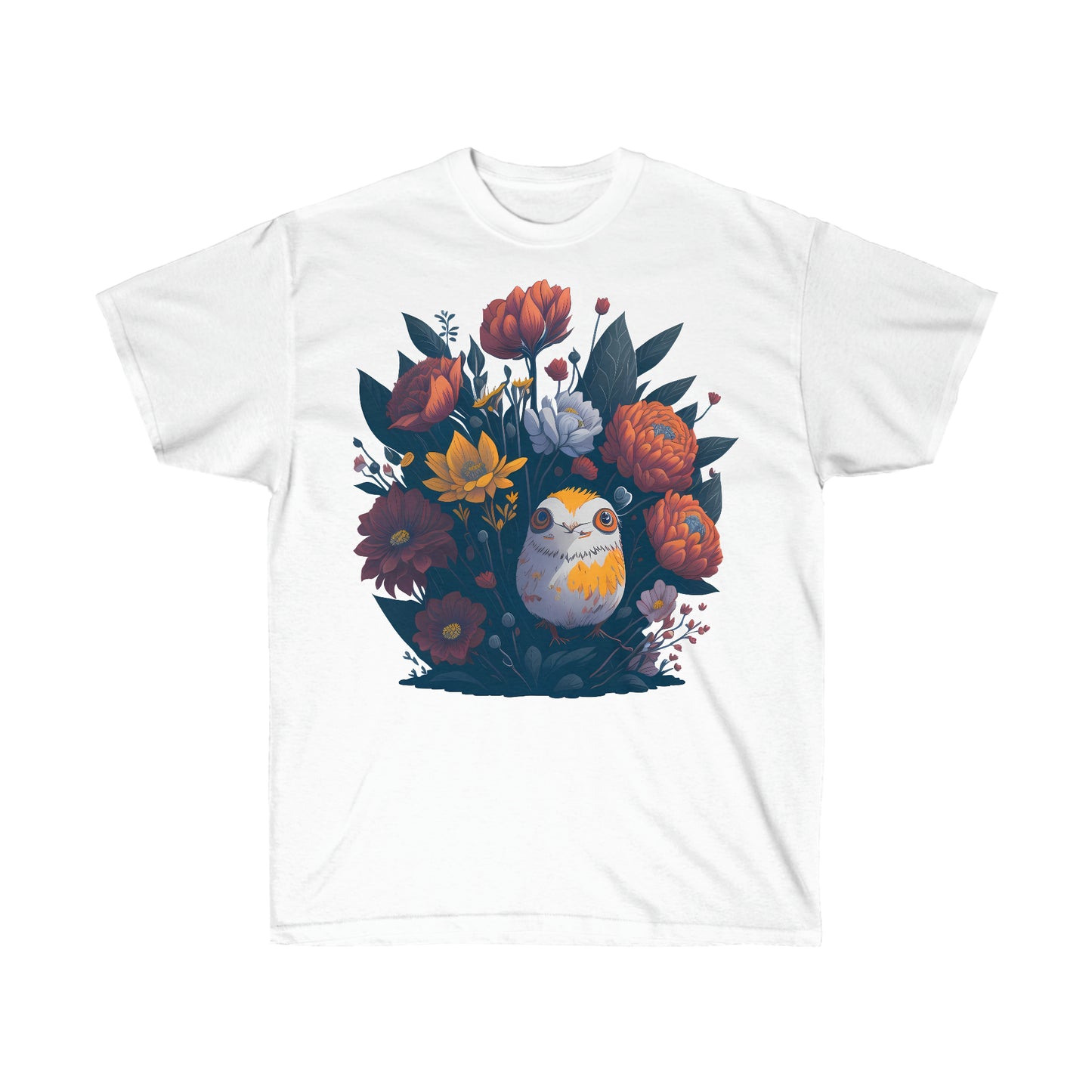 Unisex T-Shirt Blumen Vogel