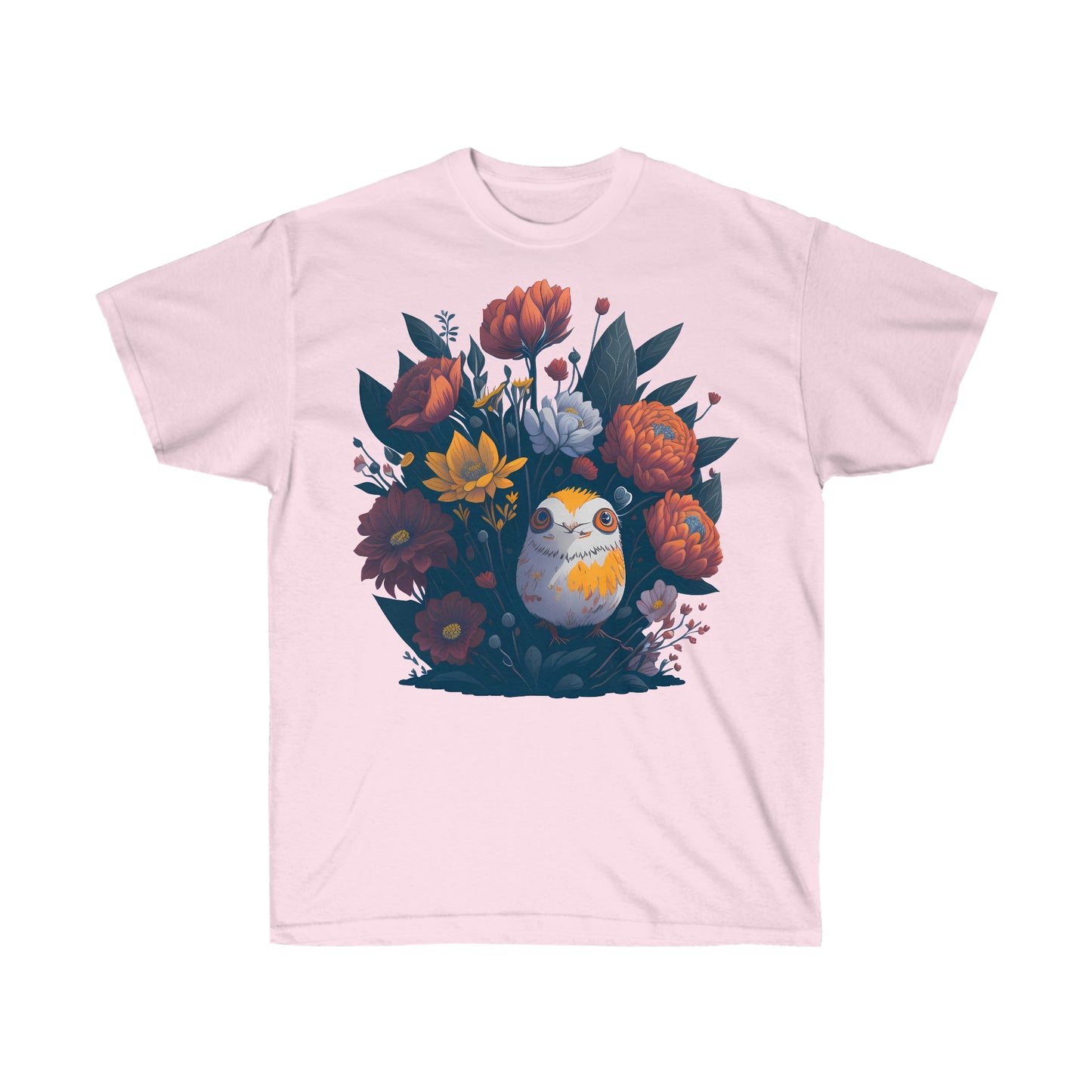 Unisex T-Shirt Blumen Vogel