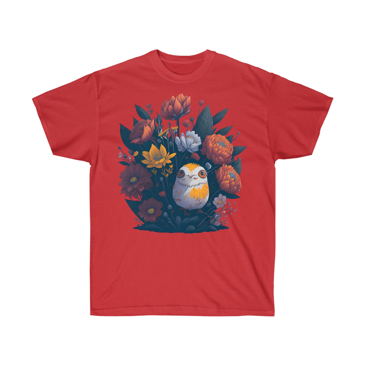 Unisex T-Shirt Blumen Vogel