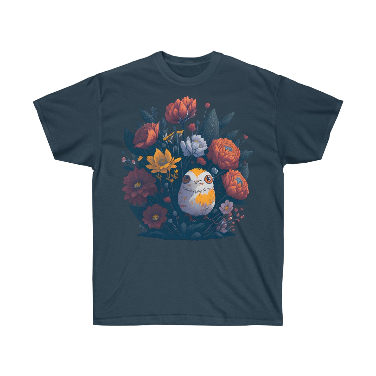 Unisex T-Shirt Blumen Vogel