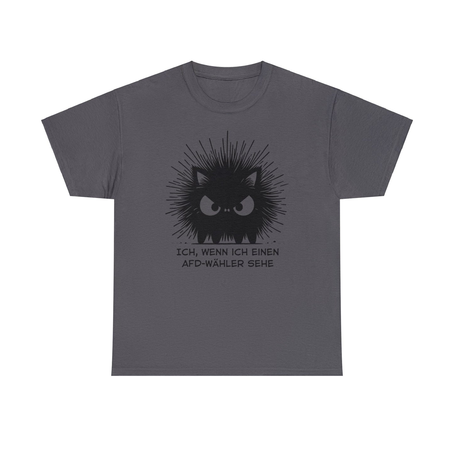 Unisex T-Shirt wütende schwarze Katze "Ich, wenn ich einen AFD-Wähler sehe"