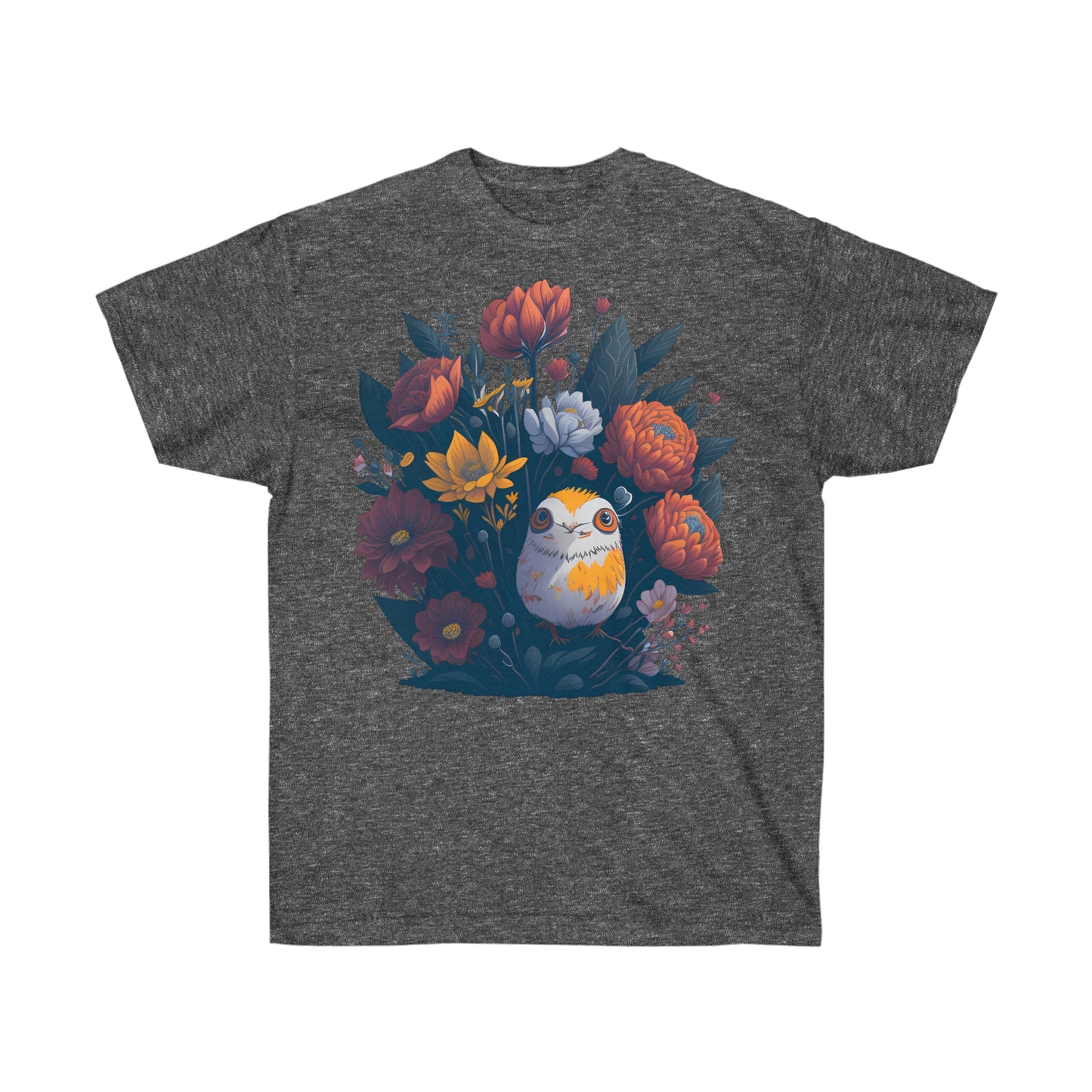 Unisex T-Shirt Blumen Vogel
