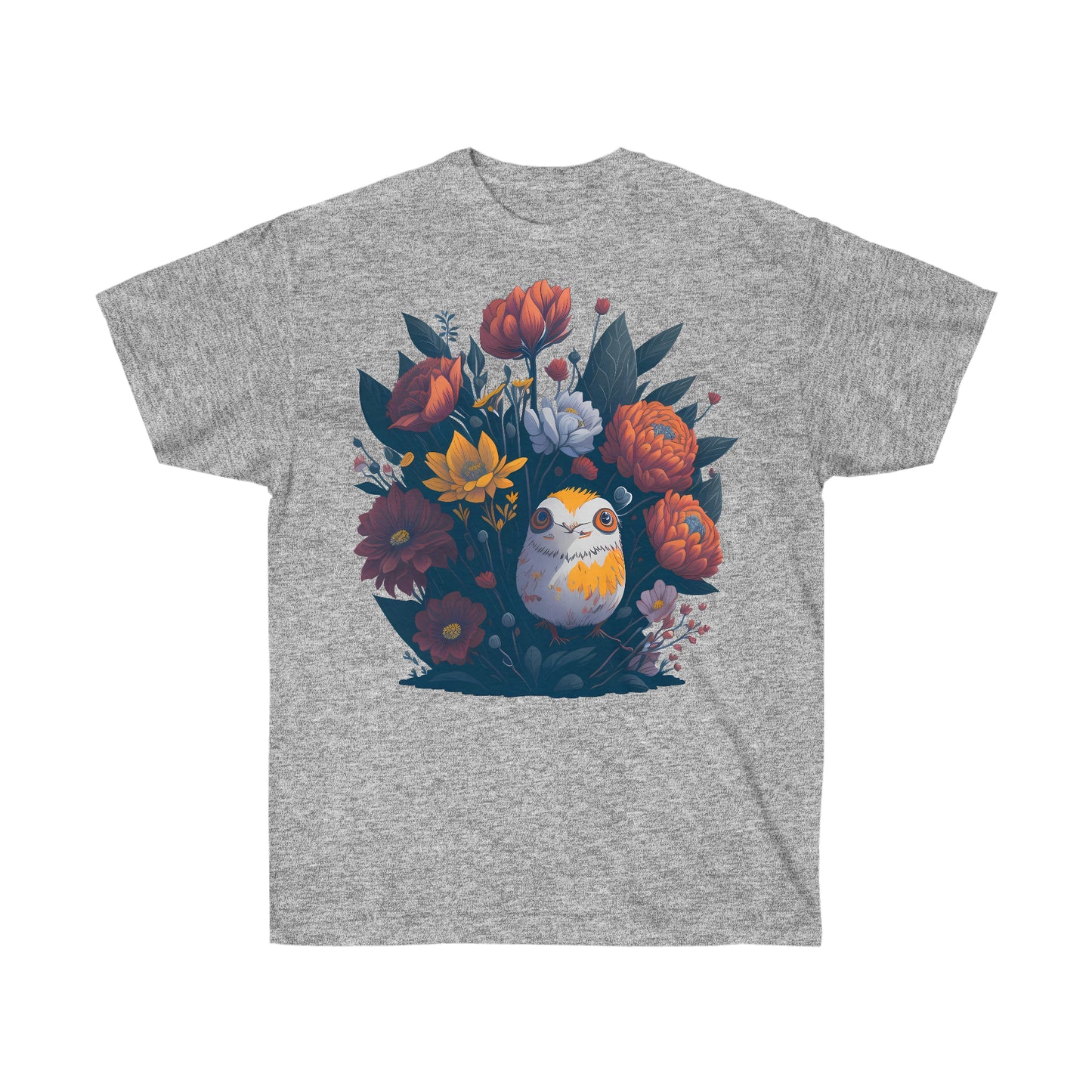 Unisex T-Shirt Blumen Vogel