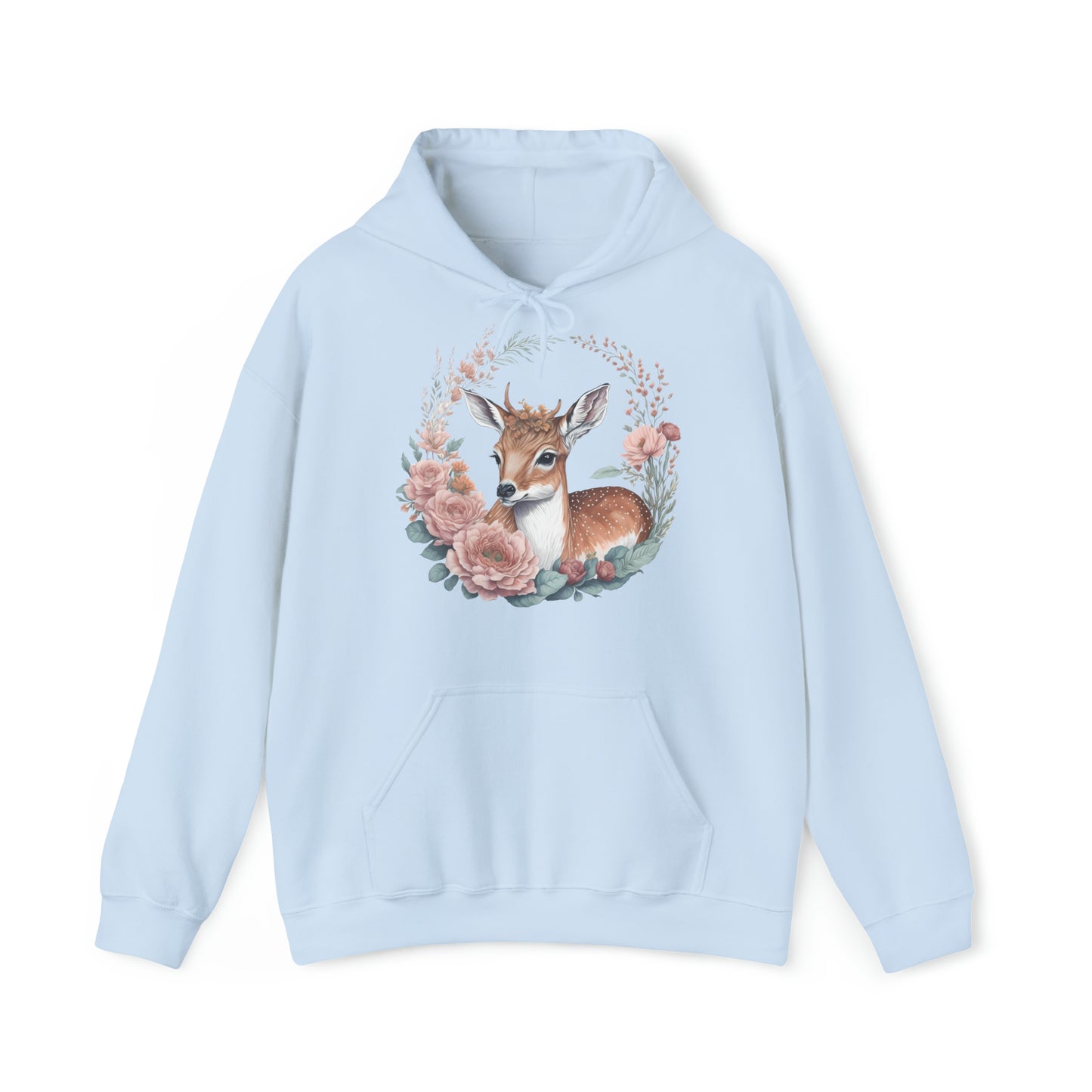 Unisex Hoodie Rehkitz und Blumen