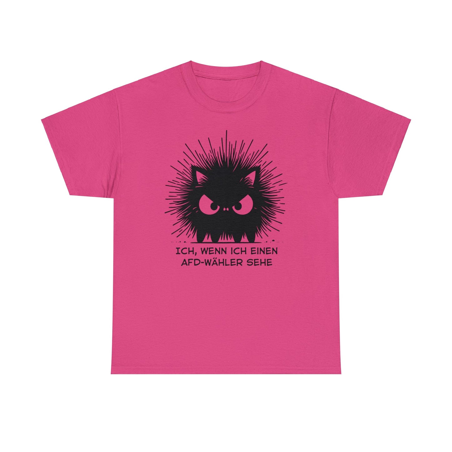 Unisex T-Shirt wütende schwarze Katze "Ich, wenn ich einen AFD-Wähler sehe"