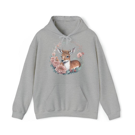 Unisex Hoodie Rehkitz und Blumen