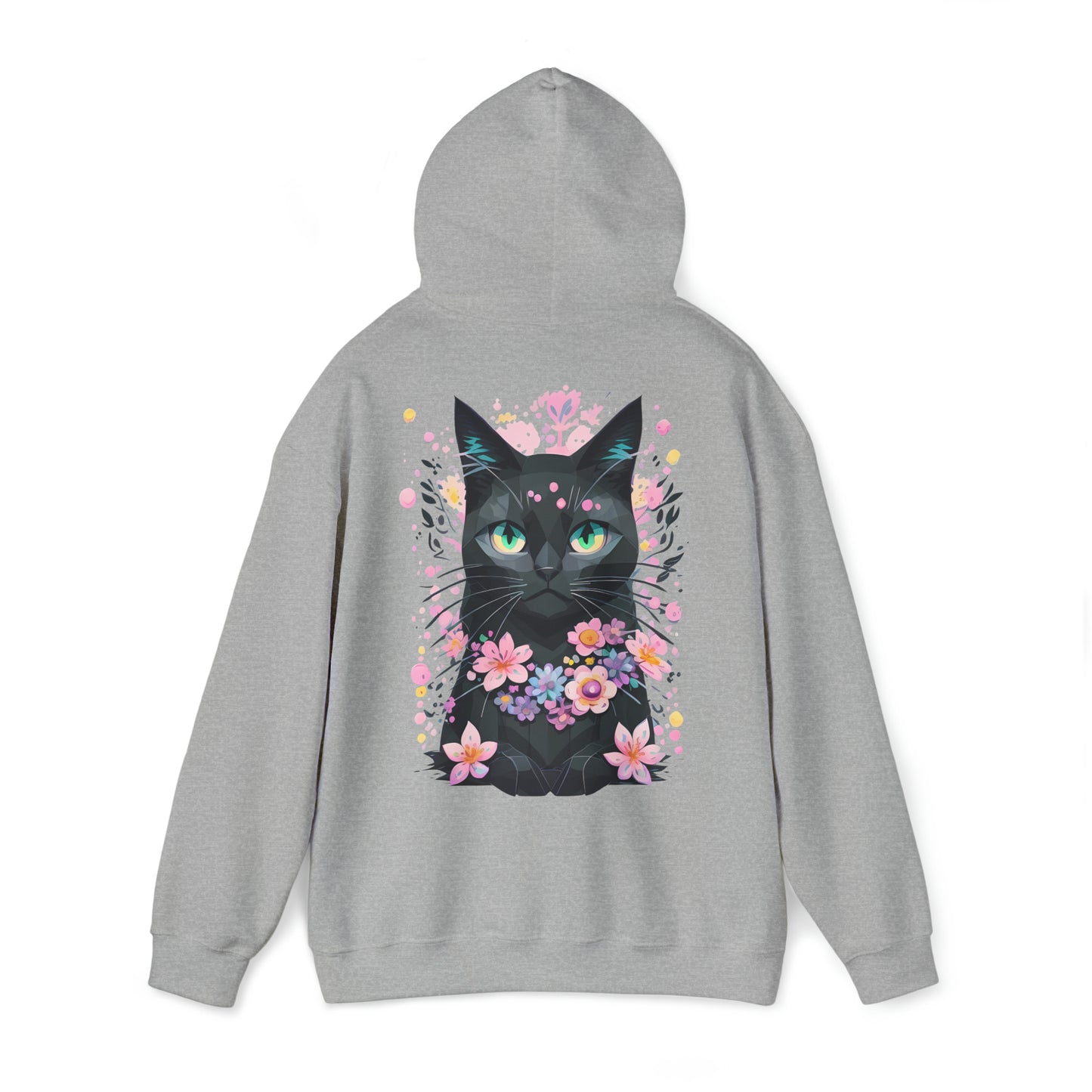 Unisex Hoodie Grumpy Cat mit Blumen