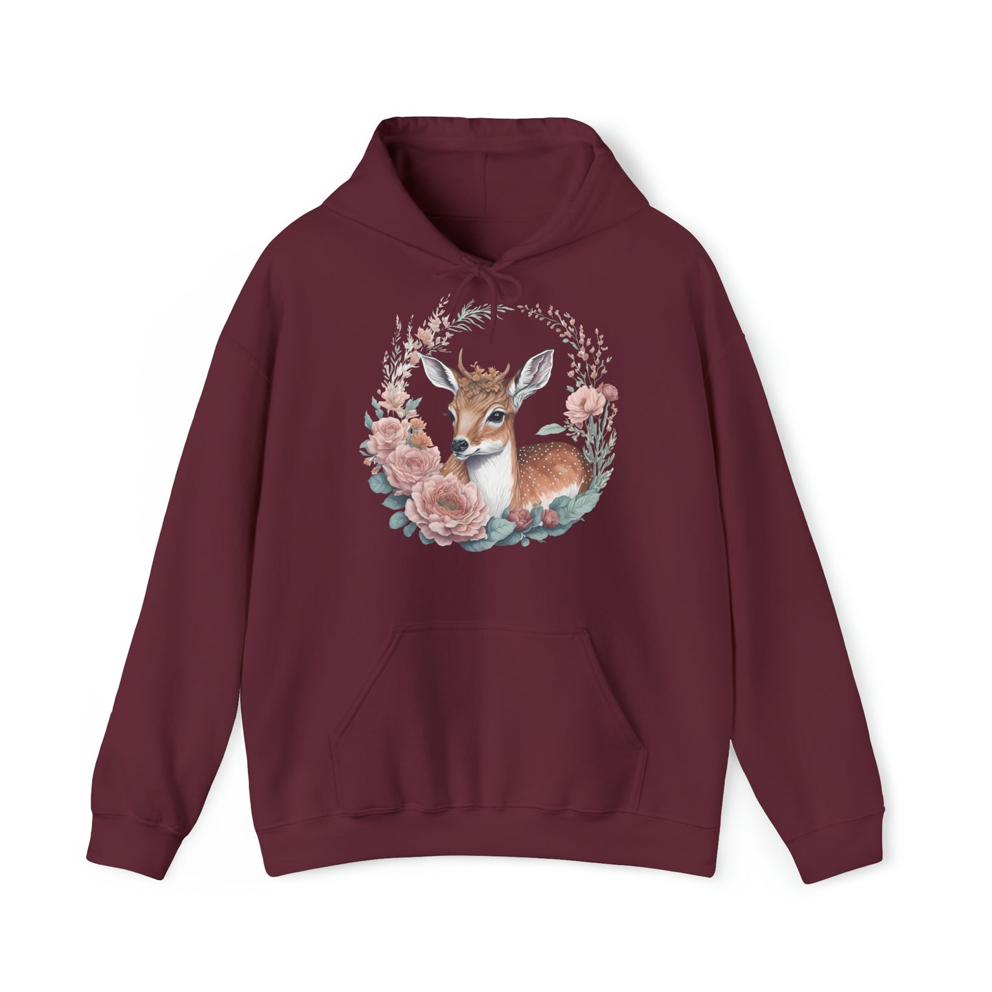 Unisex Hoodie Rehkitz und Blumen