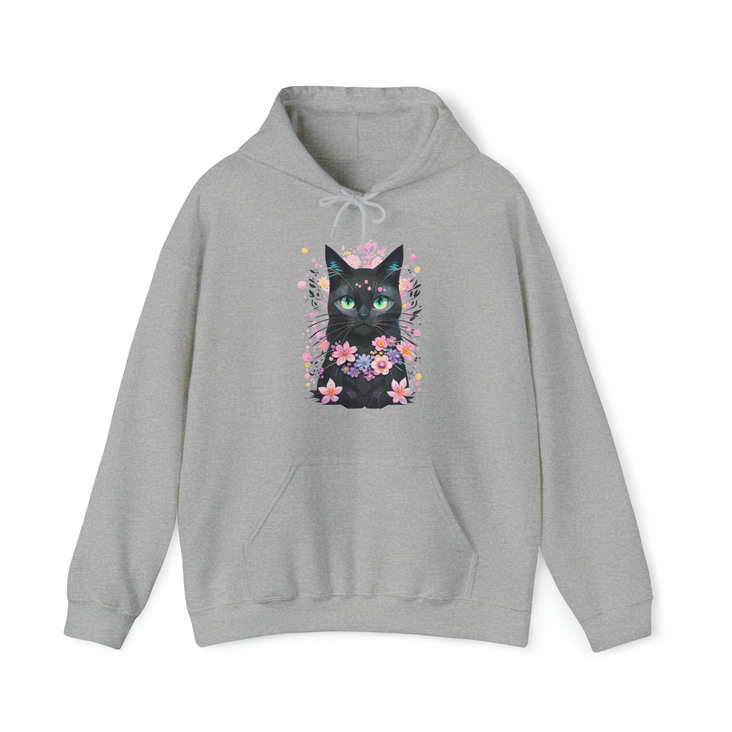 Unisex Hoodie Grumpy Cat mit Blumen