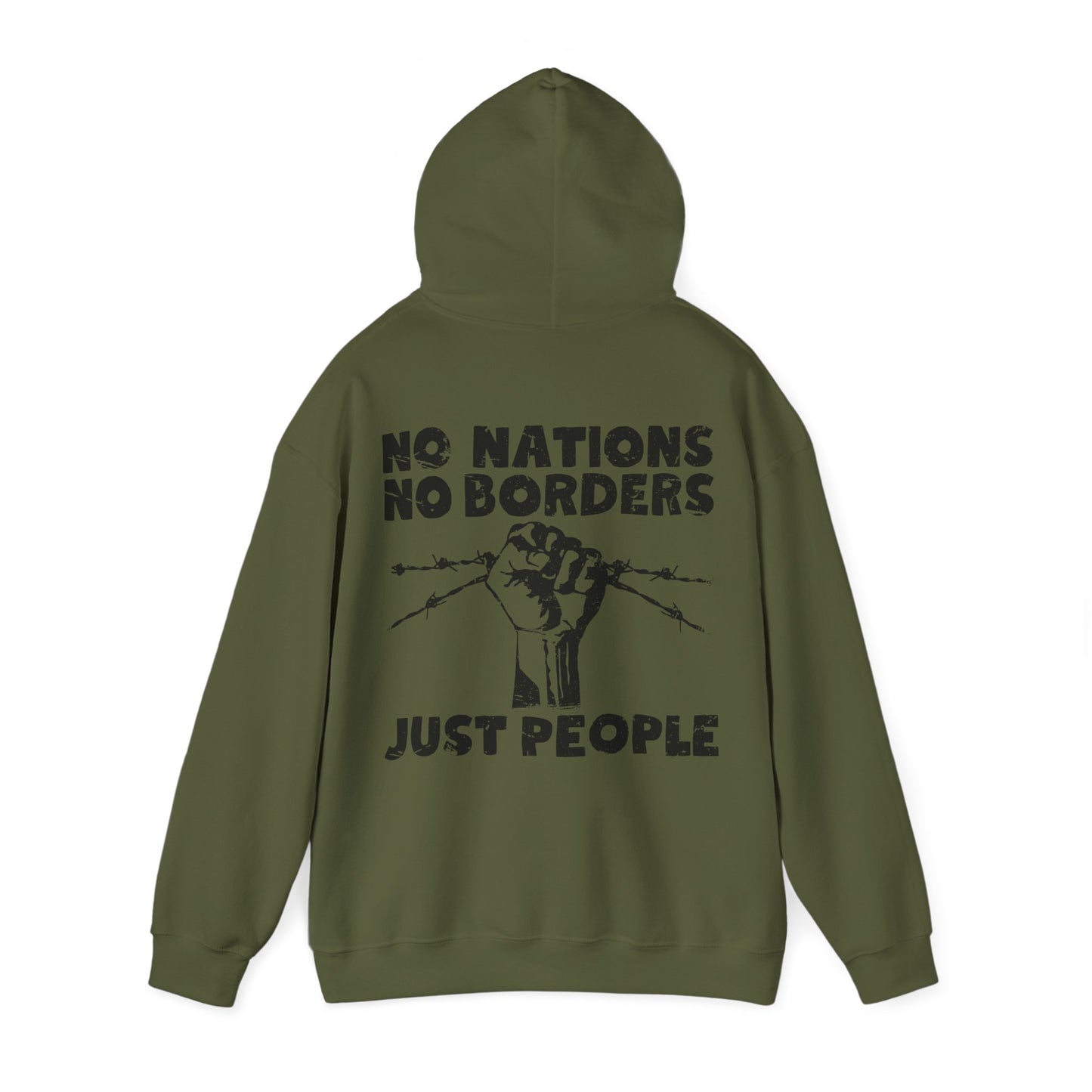 Unisex Hoodie No Nations No Borders Just People