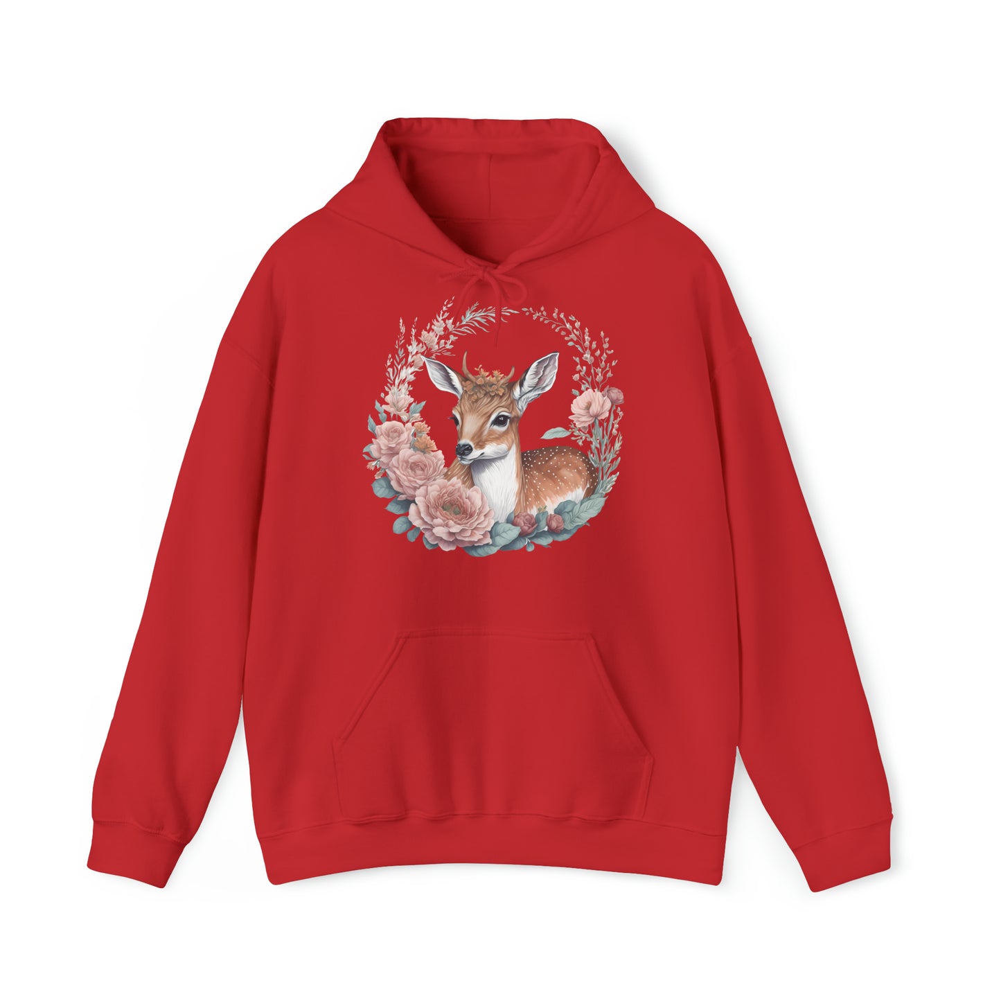 Unisex Hoodie Rehkitz und Blumen