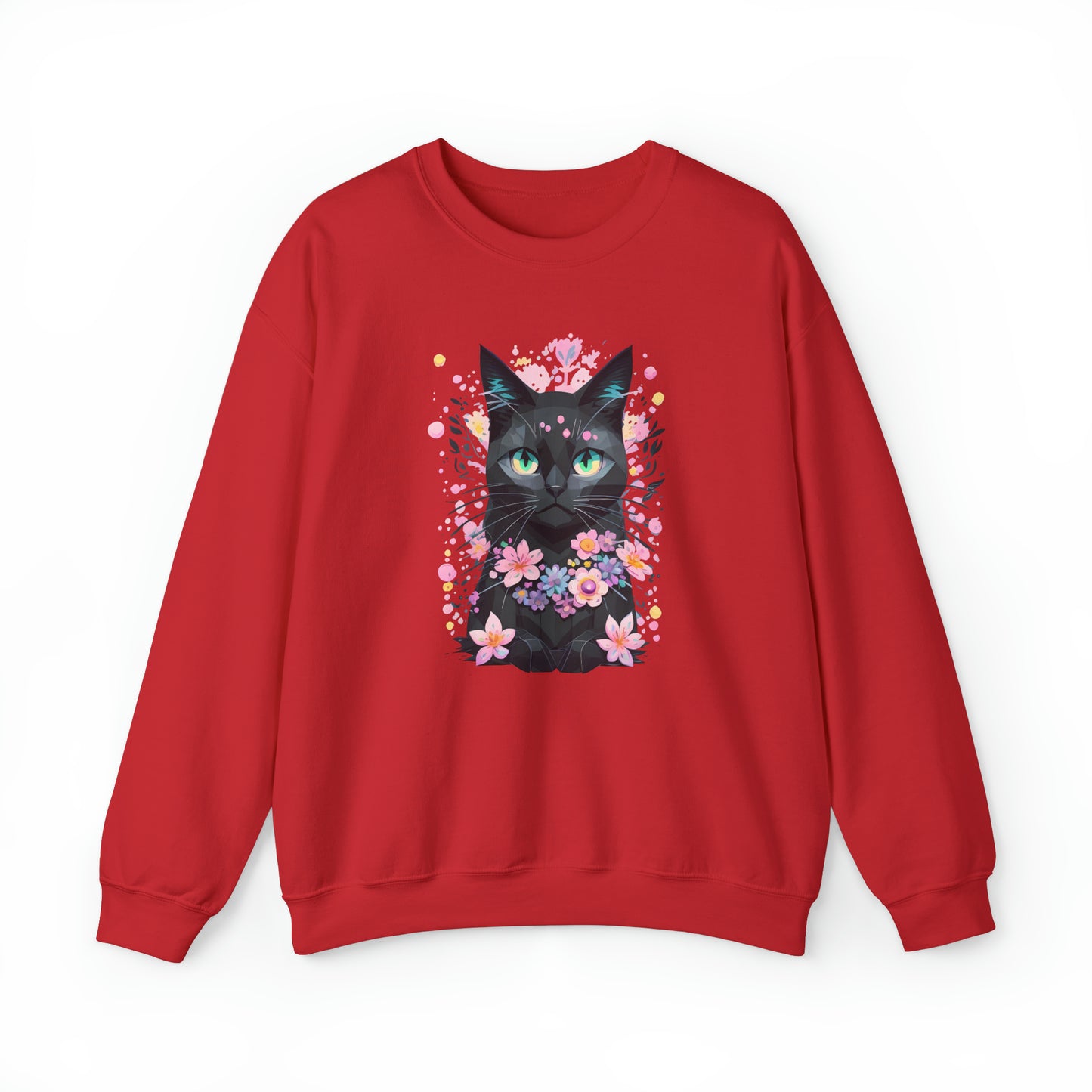 Unisex Sweatshirt Grumpy Cat mit Blumen