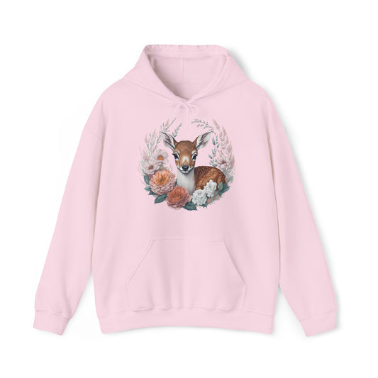 Unisex Hoodie Rehkitz und Blumen