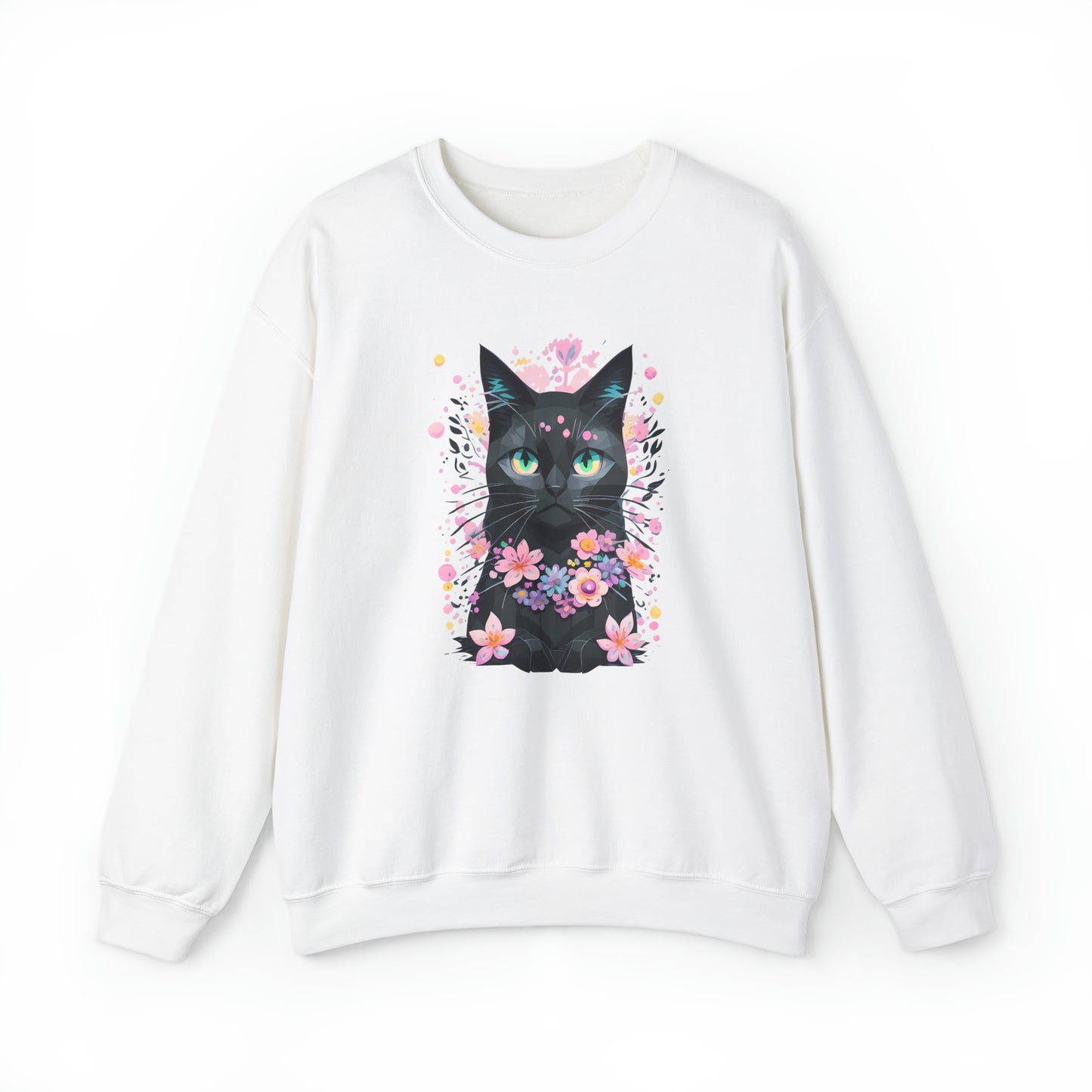 Unisex Sweatshirt Grumpy Cat mit Blumen