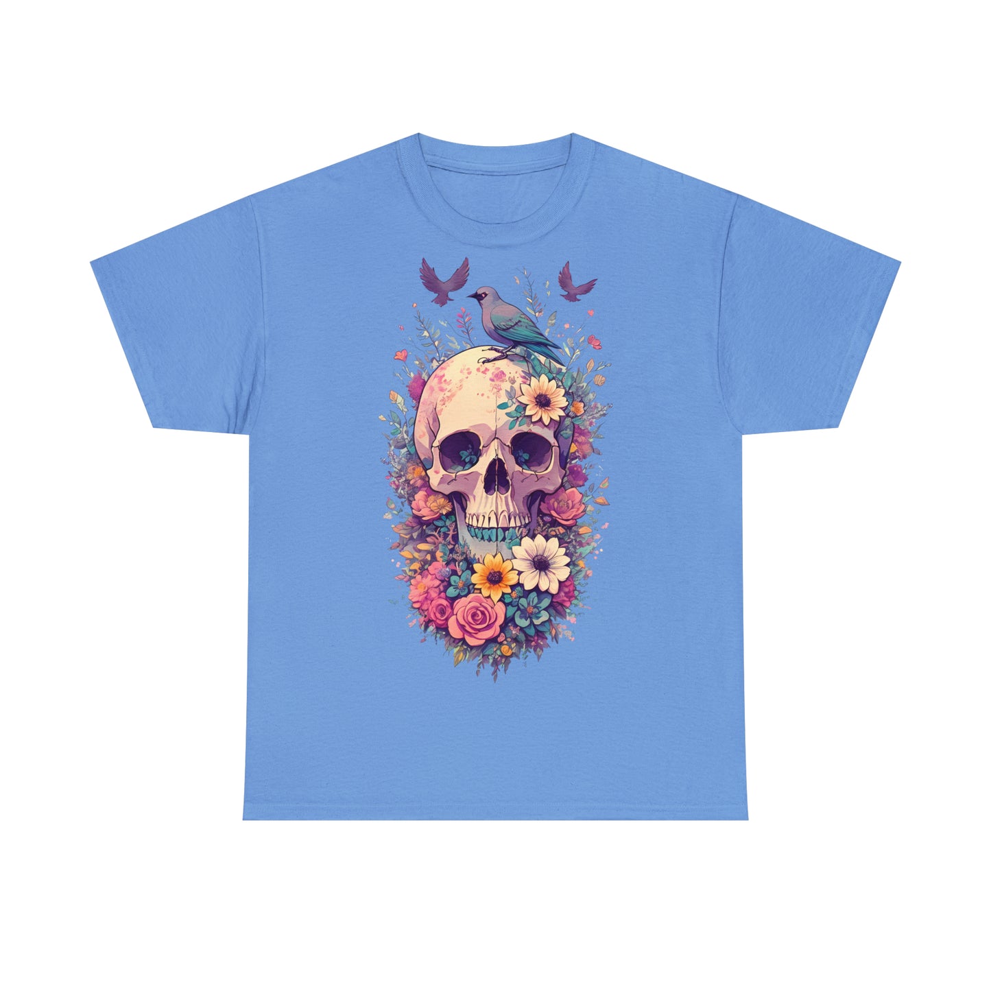 Unisex T-Shirt Totenkopf mit Blumen