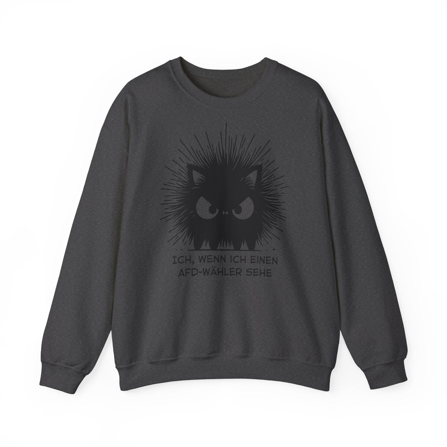 Unisex Sweatshirt wütende schwarze Katze "Ich, wenn ich einen AFD-Wähler sehe"