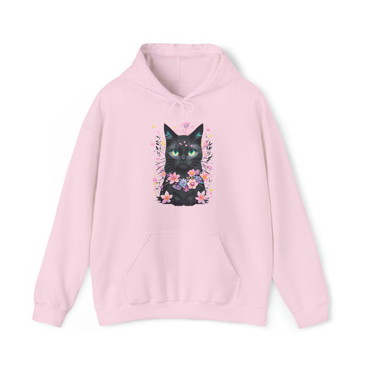 Unisex Hoodie Grumpy Cat mit Blumen