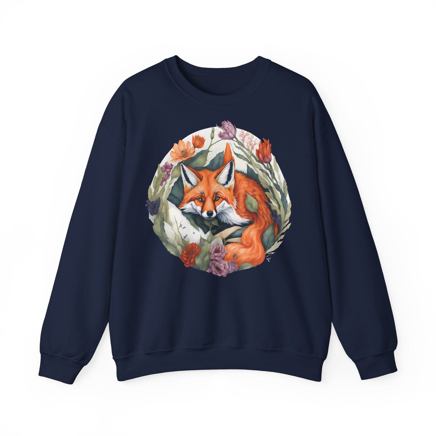 Unisex Sweatshirt Fuchs und Blumen