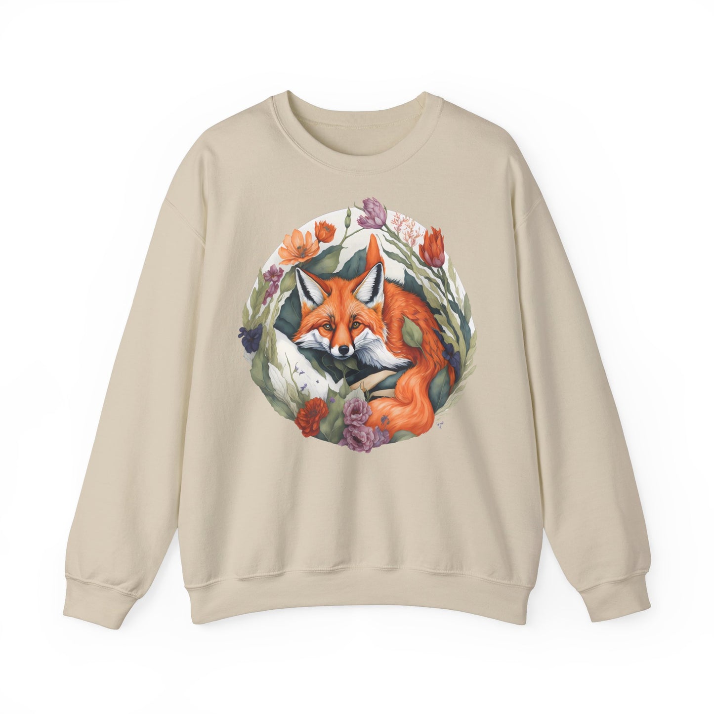 Unisex Sweatshirt Fuchs und Blumen