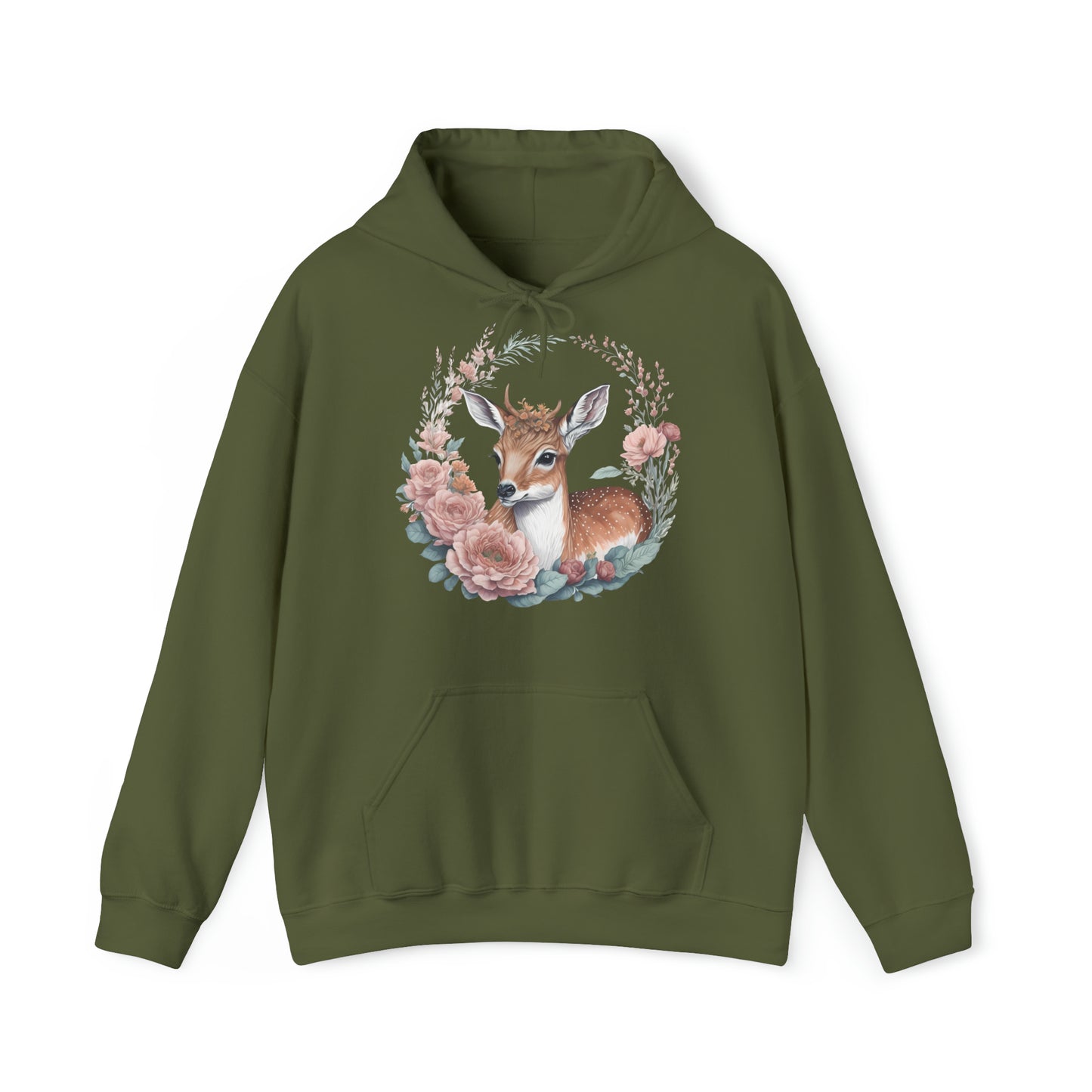 Unisex Hoodie Rehkitz und Blumen